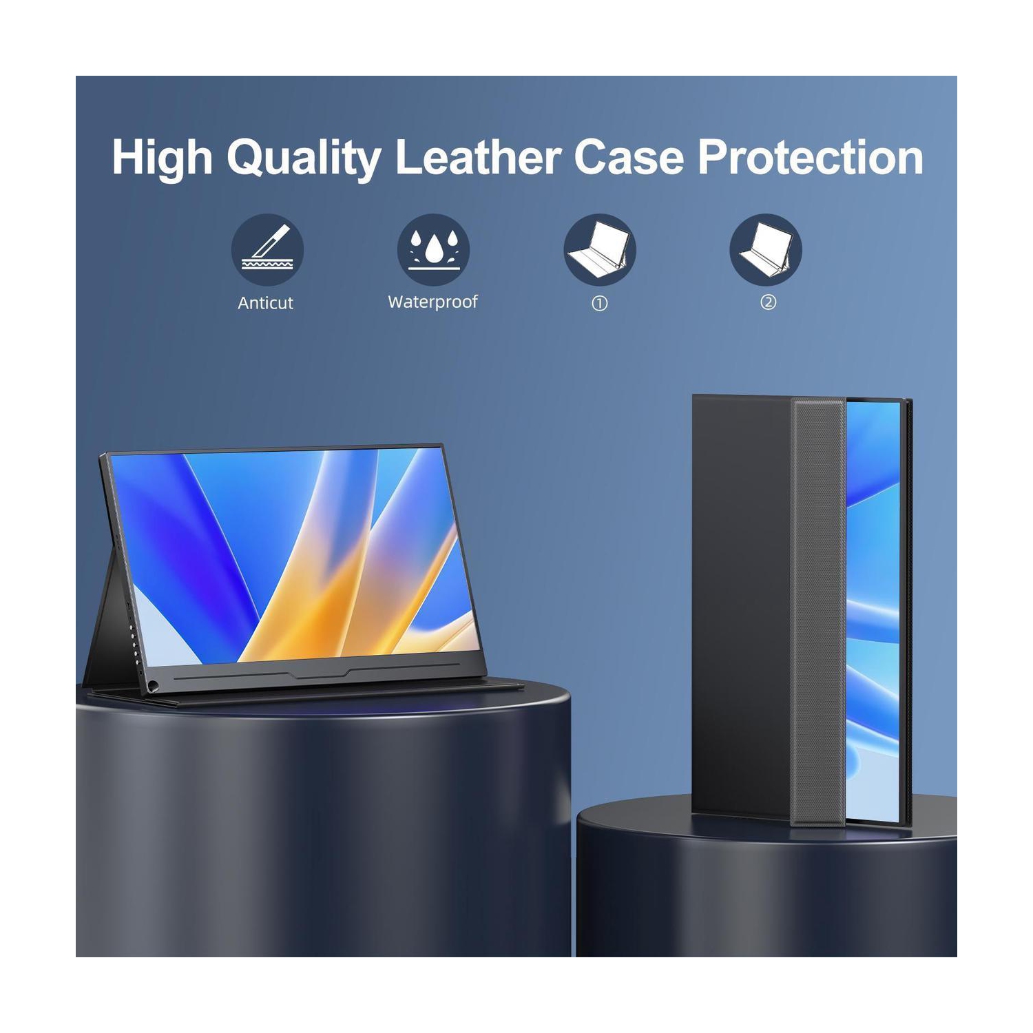 UPERFECT 15.6" 1080P FHD Portable Monitor with USB-C, HDMI, VESA & Smart Case - Matte IPS Display for Switch/PS5/PC/Phone Monitor