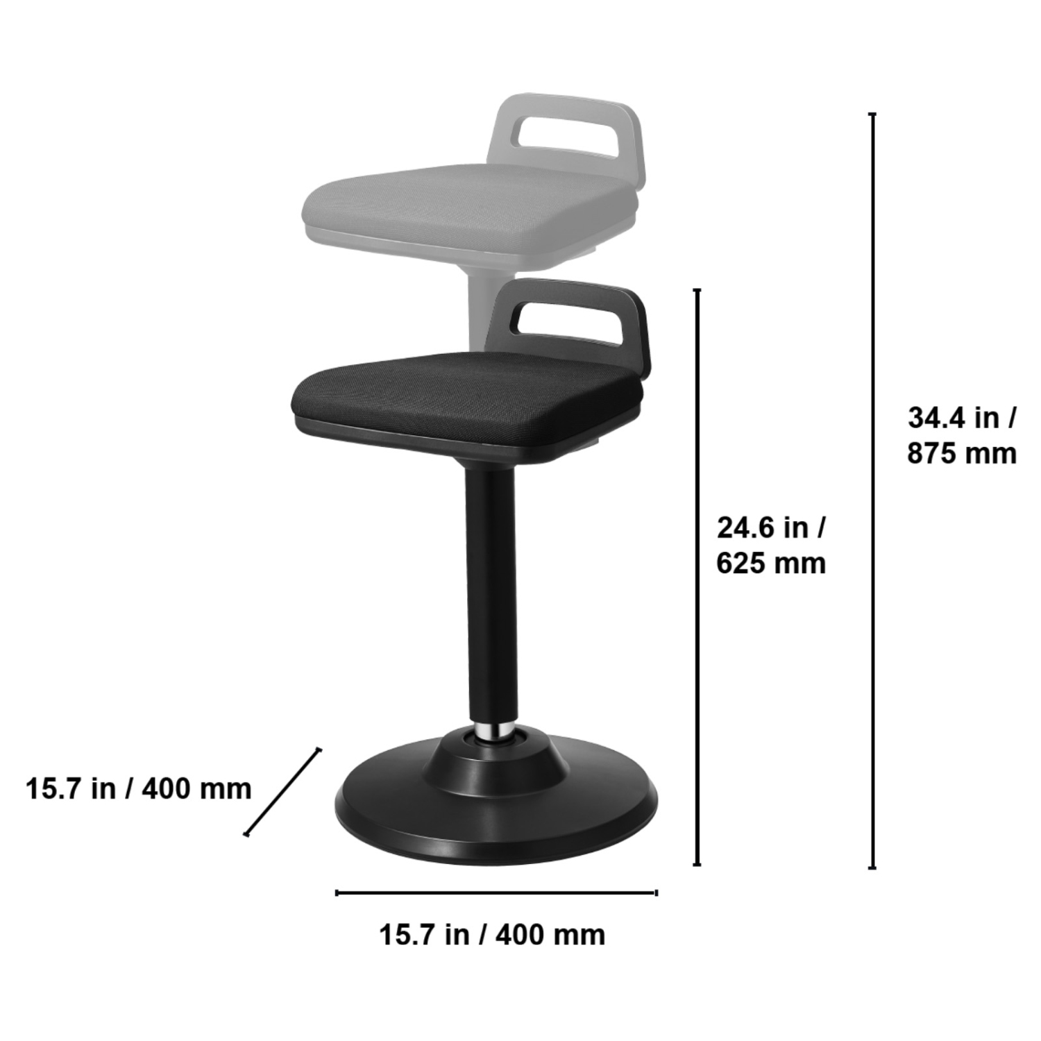VEVOR 24.6-34.4" Active Chair with Handle, Height-Adjustable Wobble Chair Made of Elastic Fabric & 45 mm Foam, Ideal for Schools, Office and Home, 8°