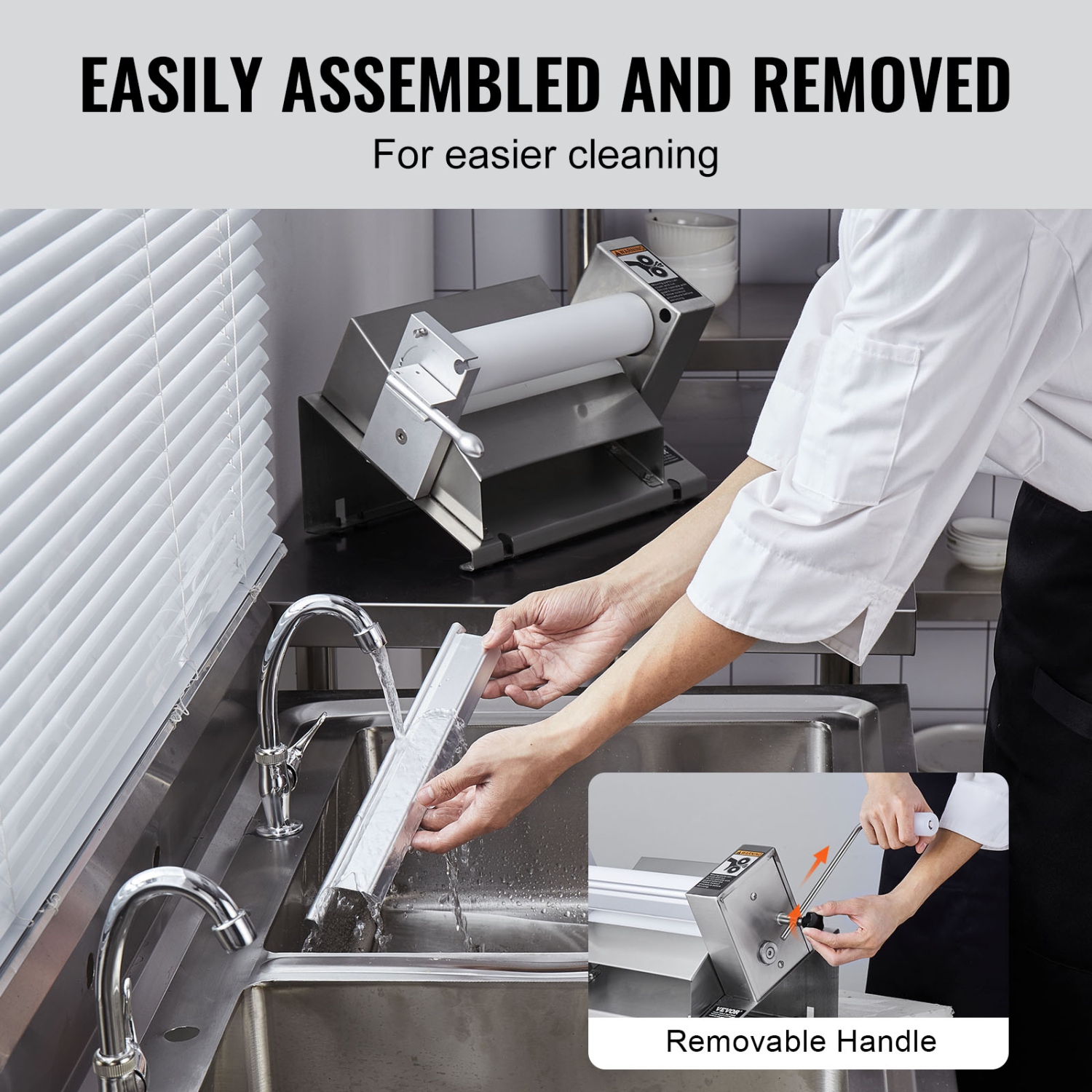 VEVOR 1/2 inch Manual Dough Sheeter Machine,Puff Pastry Sheeter and Fondant Roller,Handle,Panel,Roller for Easy Cleaning,Adjustable Thickness,for