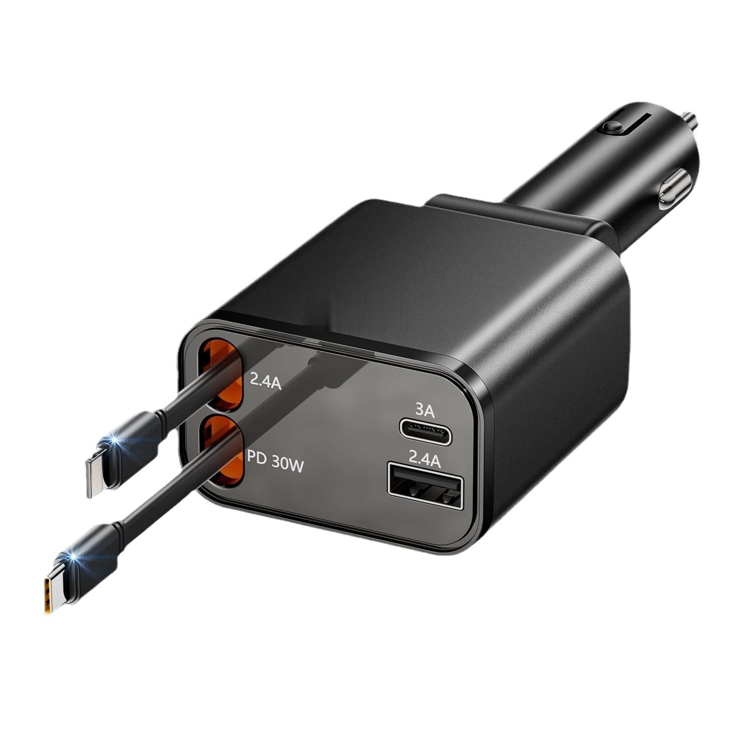 Chargeur USB-C rétractable pour l'auto, Cadeaux essentiels de voyage pour femmes hommes, Accessoires pour l'auto Chargeur USB-C pour l'auto
