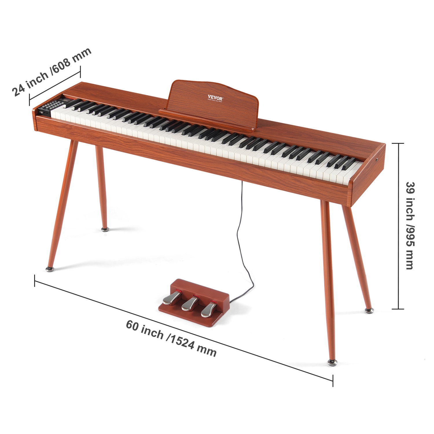 VEVOR 88 Key Weighted Digital Piano, Electric Piano Dual Keyboard & Speakers Four Legged Piano Stand with Headphone 200 Tones & Rhythms, Support