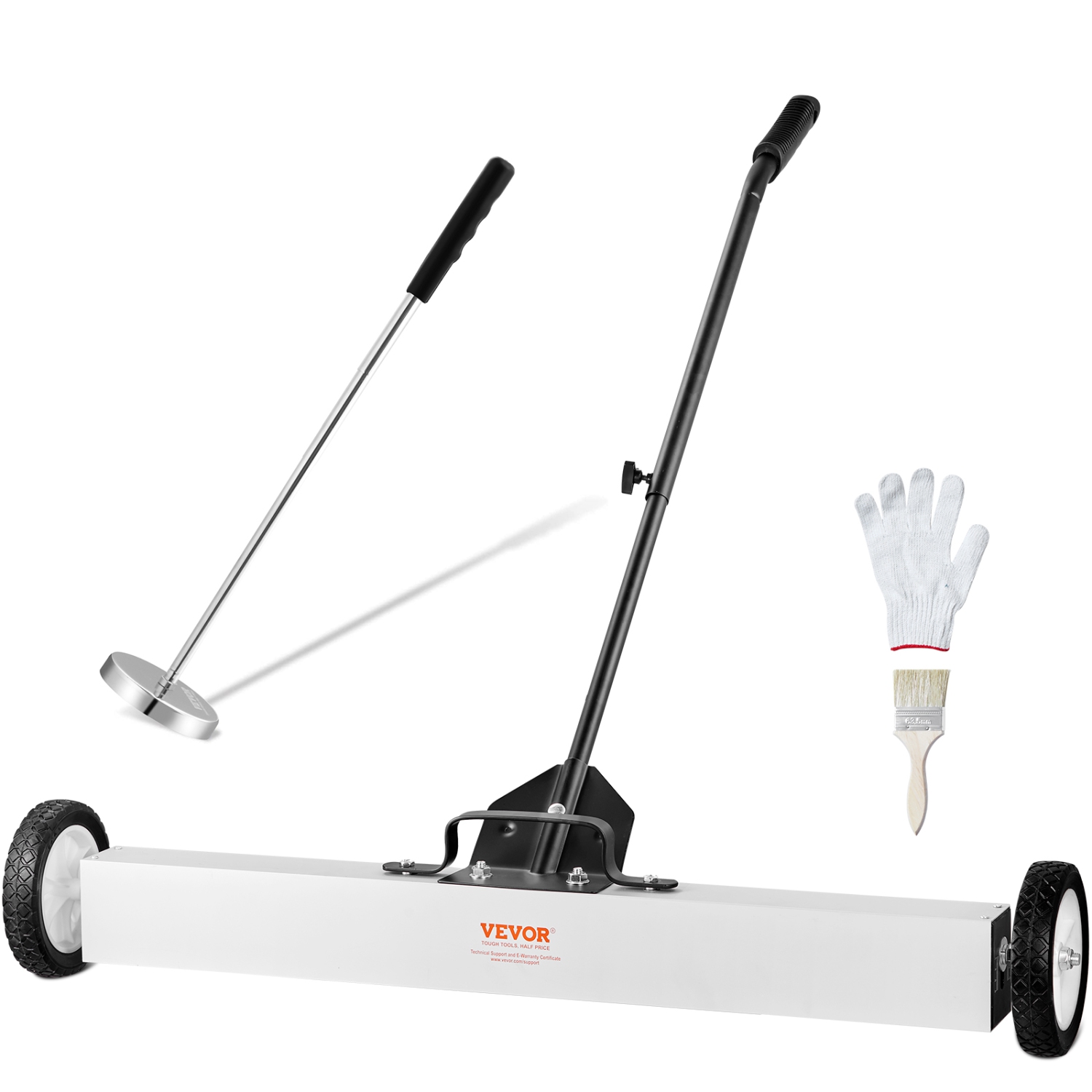 VEVOR 36-Inch Magnetic Sweeper with Wheels, 55 lbs Capacity, with Telescoping Magnetic Pickup Tool, Adjustable Handle, Magnetic Pickup Sweeper to