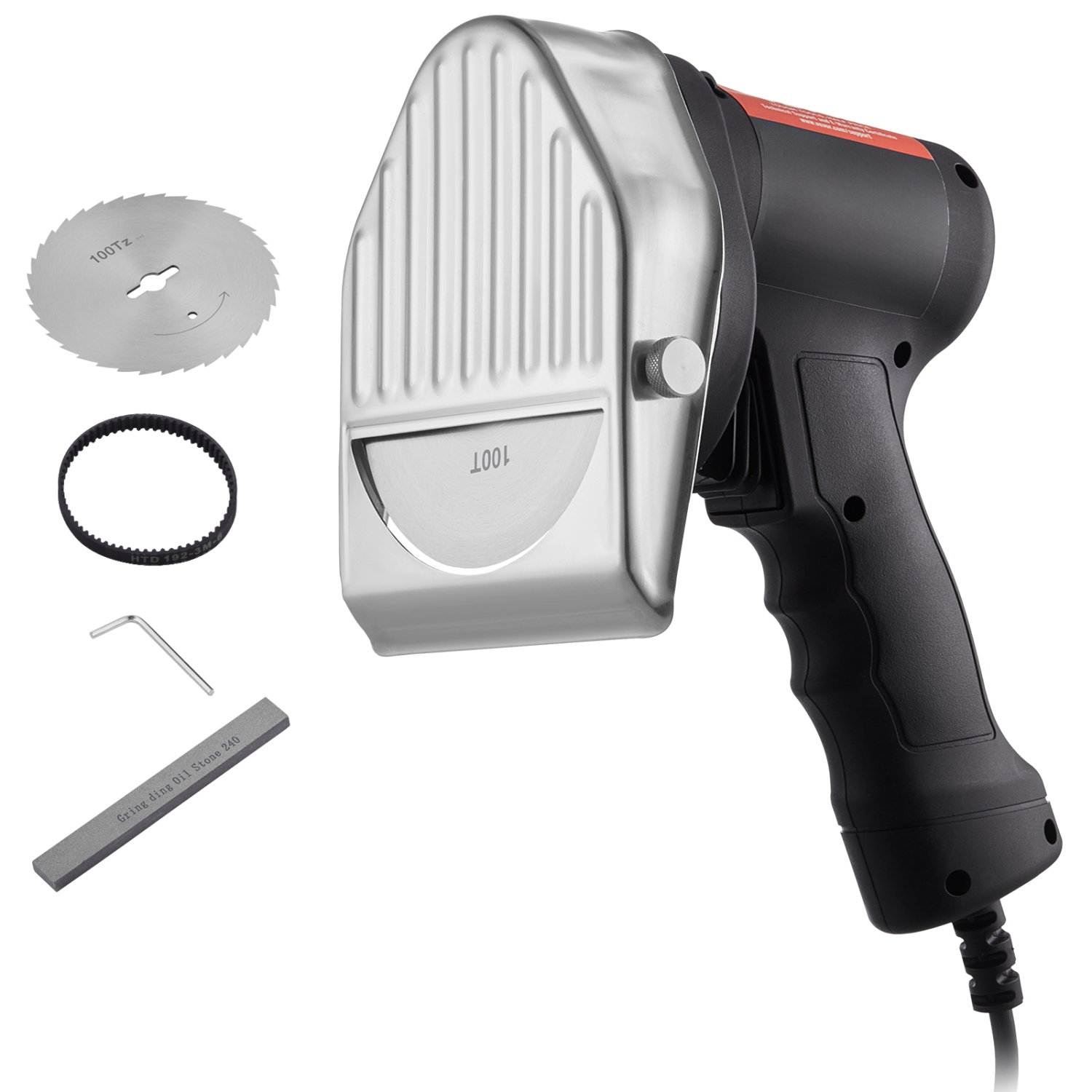 Couteau professionnel à brochettes turc VEVOR 80&nbsp;W, couteau gyroscopique commercial en acier inoxydable, trancheuse à viande Doner Kebab à 2