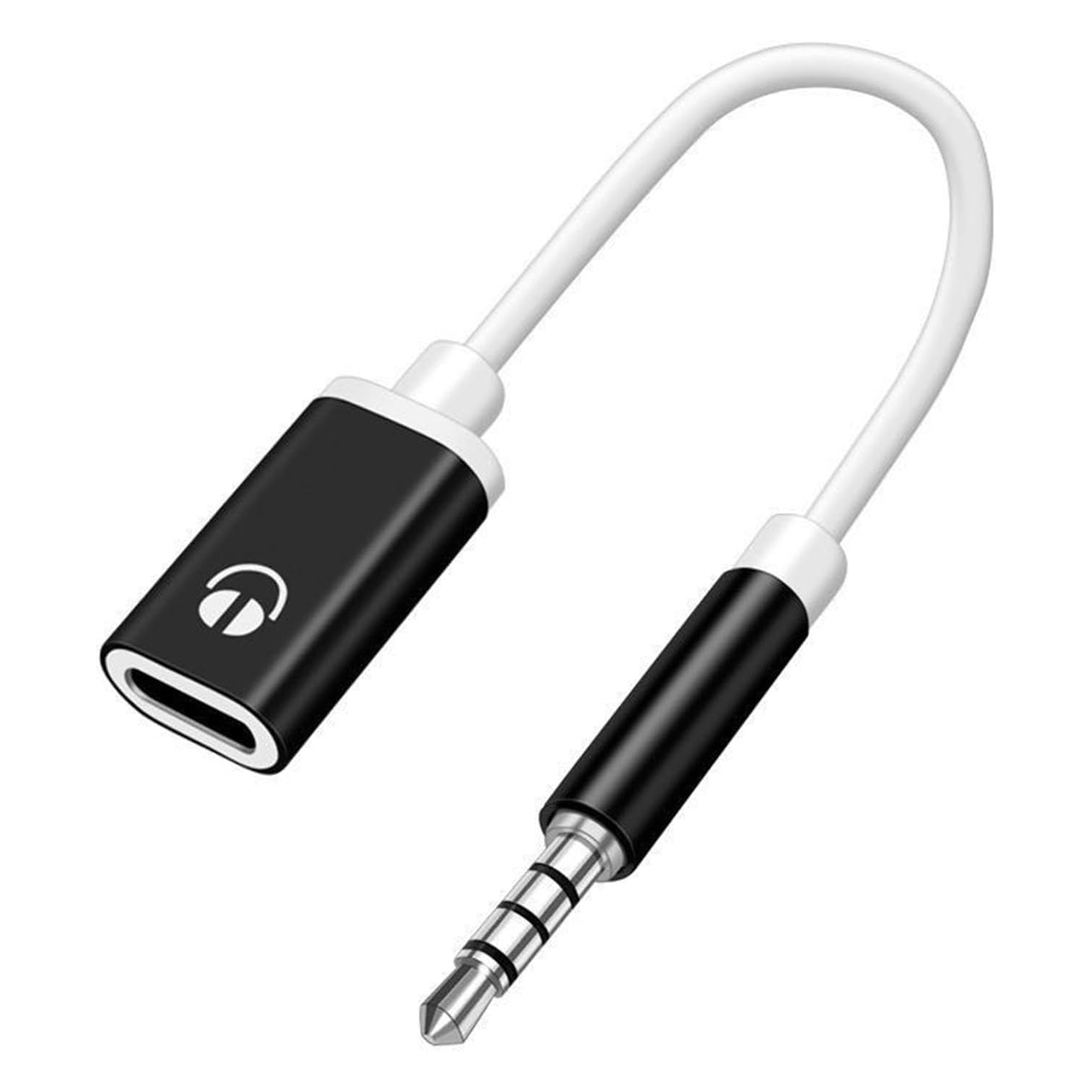 USB C to Aux Audio Dongle Cable, 3.5mm Male to Type-C Female Flat Head Earphone Adapter, Headphone Converter for Answering Calls, Watching