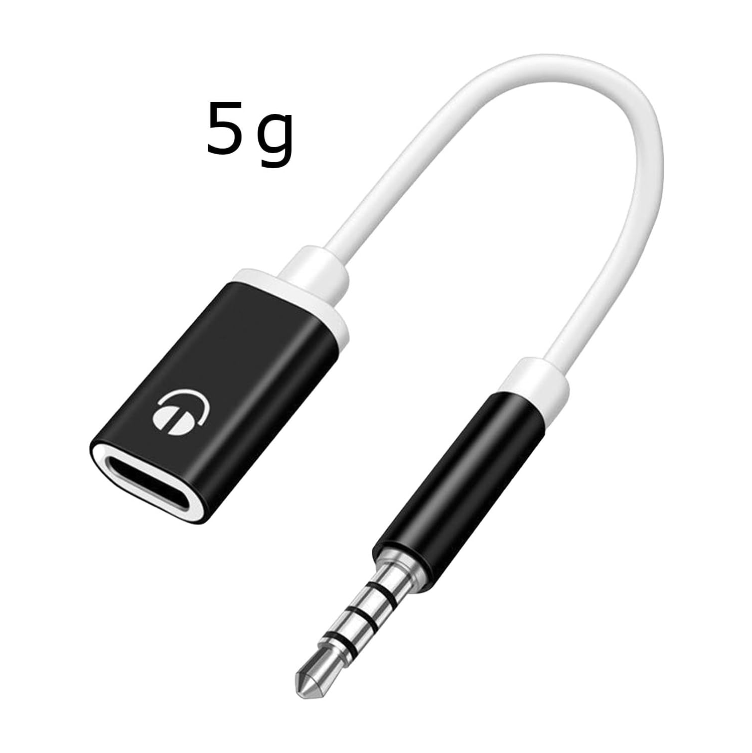 USB C to Aux Audio Dongle Cable, 3.5mm Male to Type-C Female Flat Head Earphone Adapter, Headphone Converter for Answering Calls, Watching