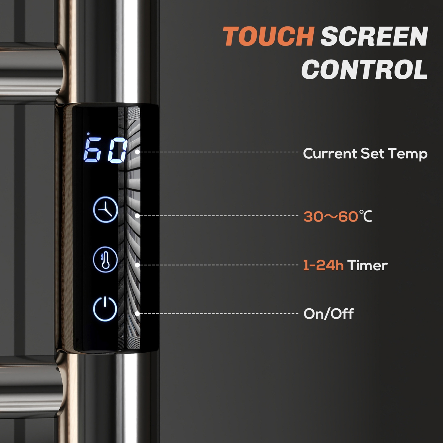 HOMCOM Towel Warmer, Stainless Steel Smart WiFi Heated Towel Rack for Bathroom, Wall Mounted with 6 Bars, Timer and Adjustable Temperature, Plug-in,