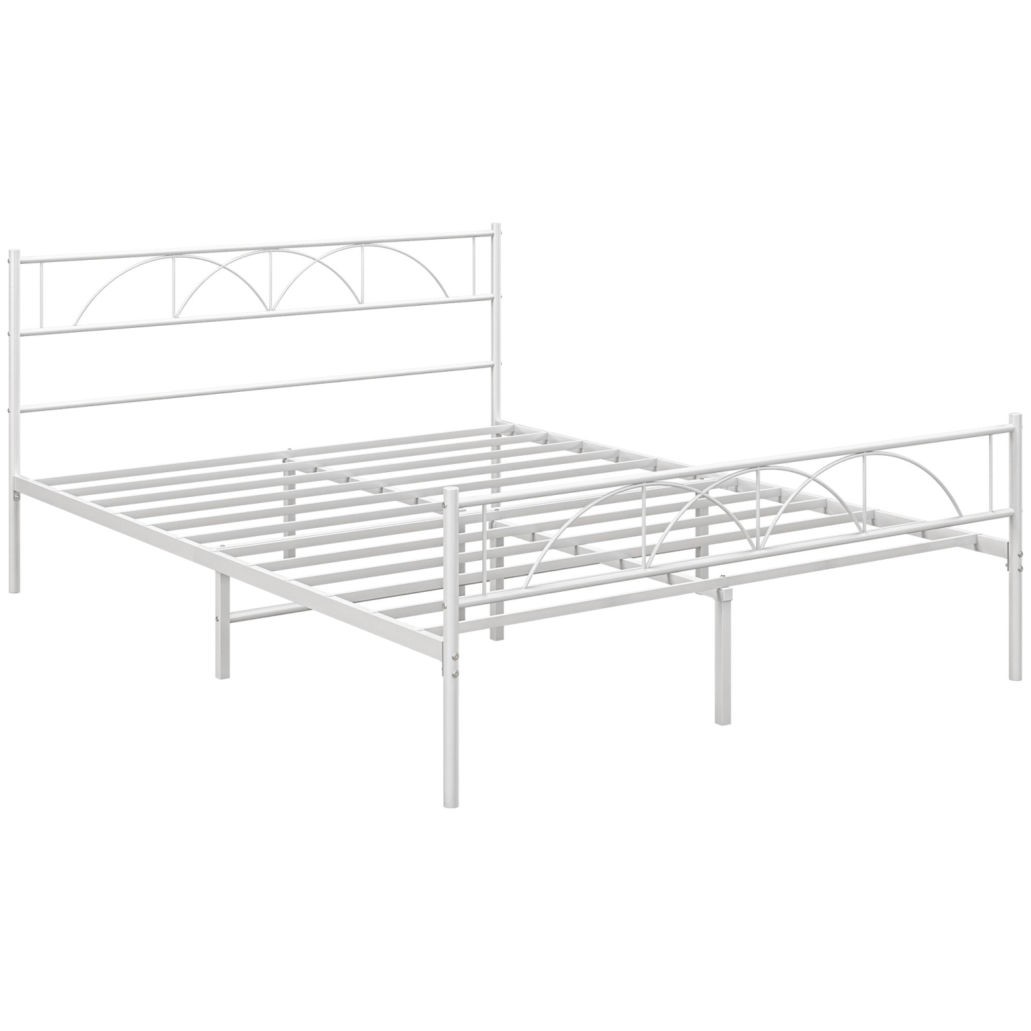 HOMCOM Full Bed Frame, Metal Platform Bed Frame with Headboard and Footboard, Steel Slat Support, Underbed Storage, No Box Spring Needed, Easy