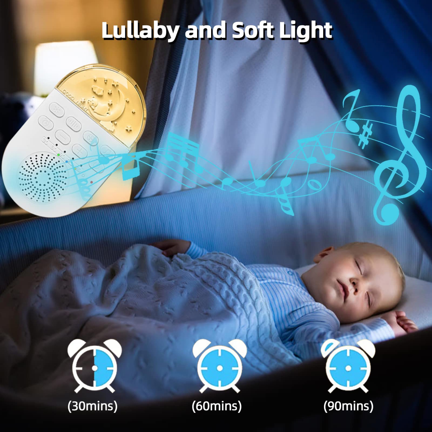 Machine à bruit blanc pour bébé avec veilleuse, appareil sonore portatif pour bébé adulte, suppression du bruit pour le bureau et le sommeil,