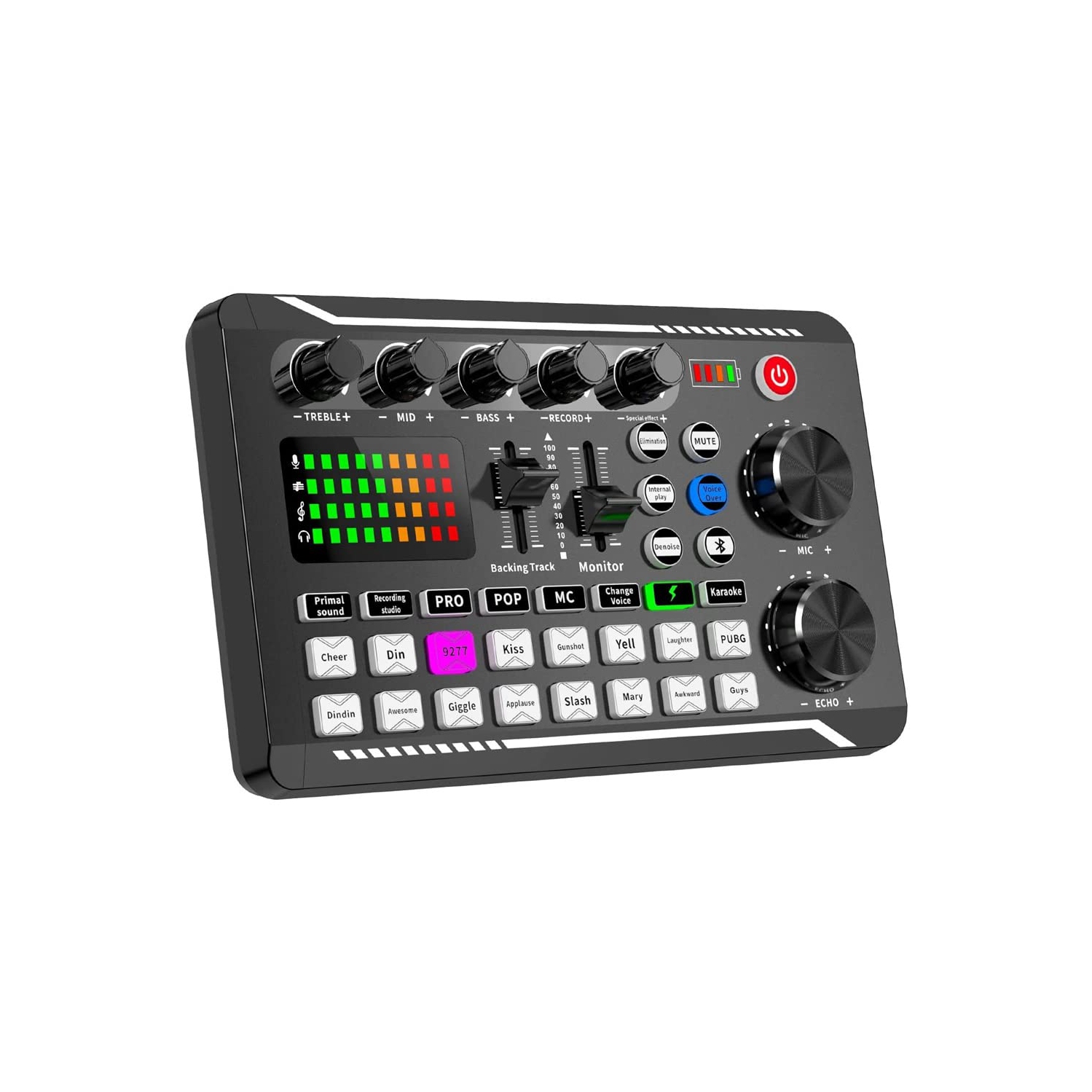 F998 Live Sound Card Audio Mixer Podcast, changeur de voix pour carte microphone Karaoke