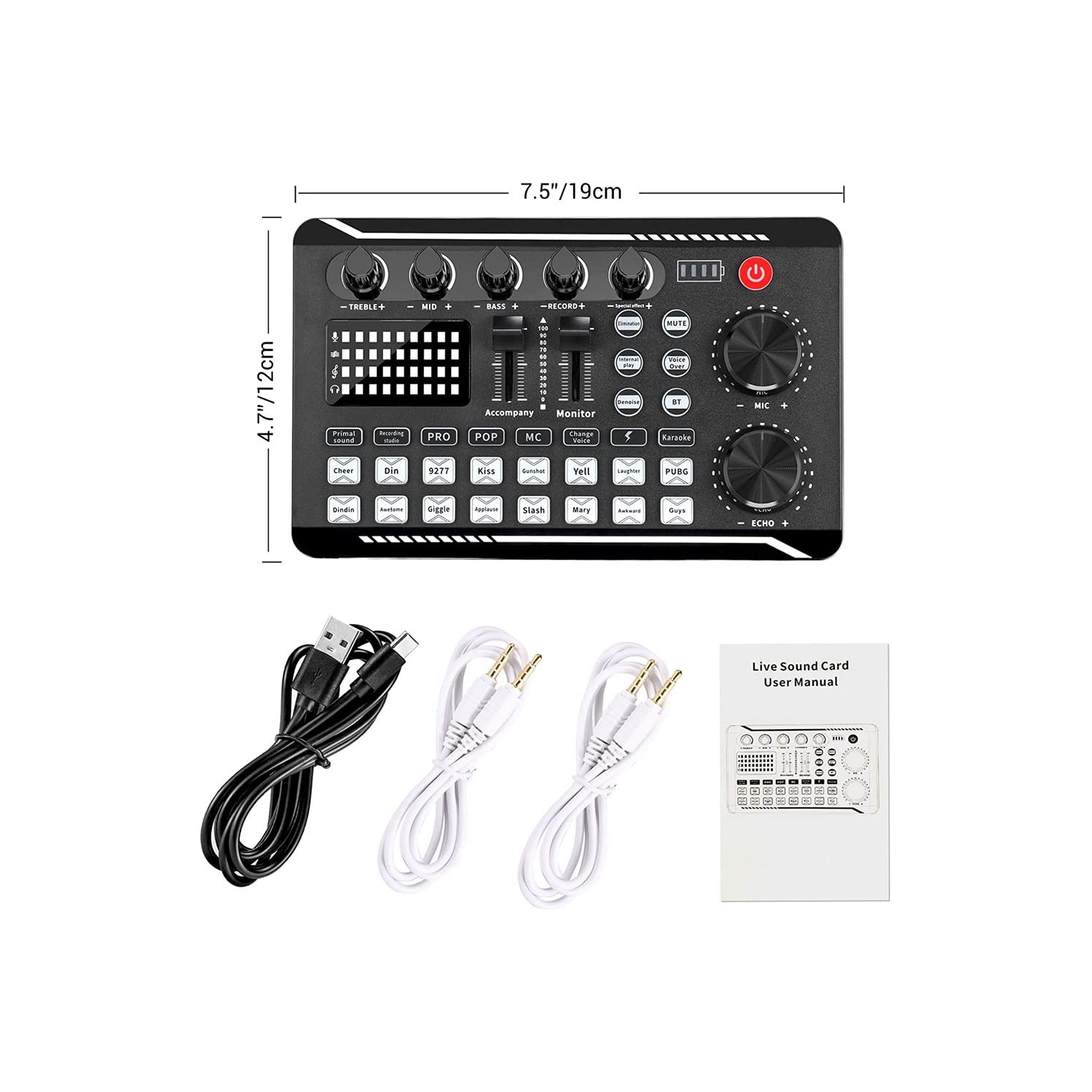 F998 Live Sound Card Audio Mixer Podcast, changeur de voix pour carte microphone Karaoke