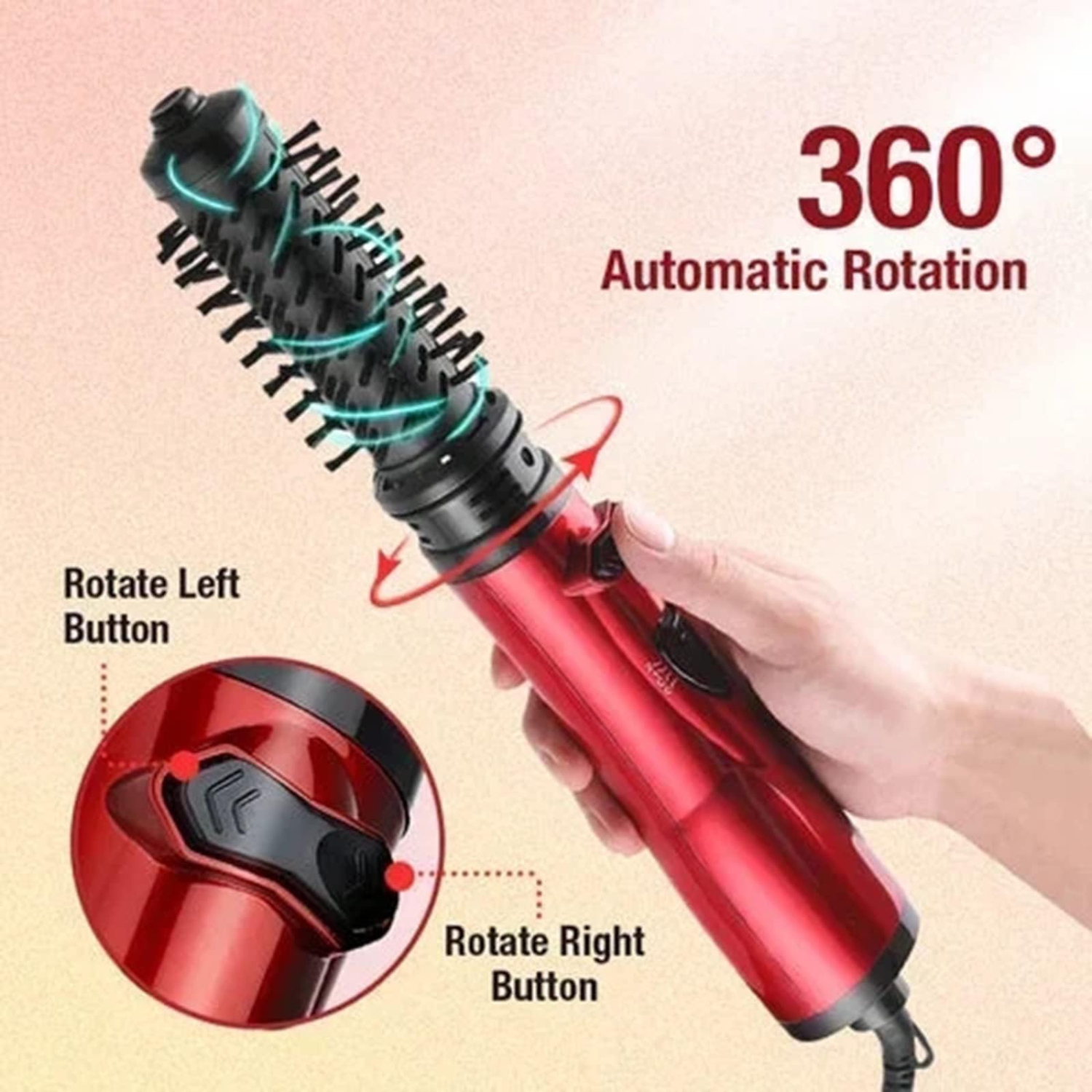Hair Dryer, 3 in 1 Hot Air Styler and Rotating Dryer, 360 Rotating Brush Design, Adjustable Heat Control Dryer