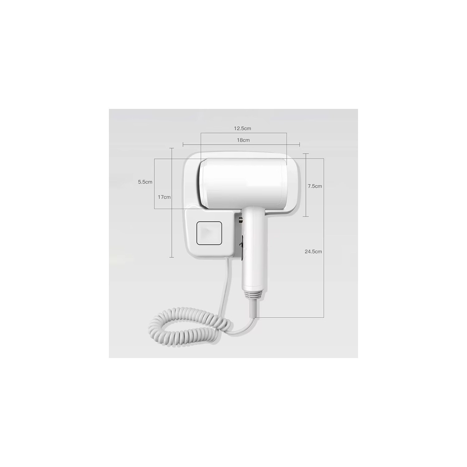 Sèche-cheveux électrique Hôtel Fixation murale Faible bruit Ventilateur à cheveux de salle de bain Air chaud froid Séchage rapide pour la maison