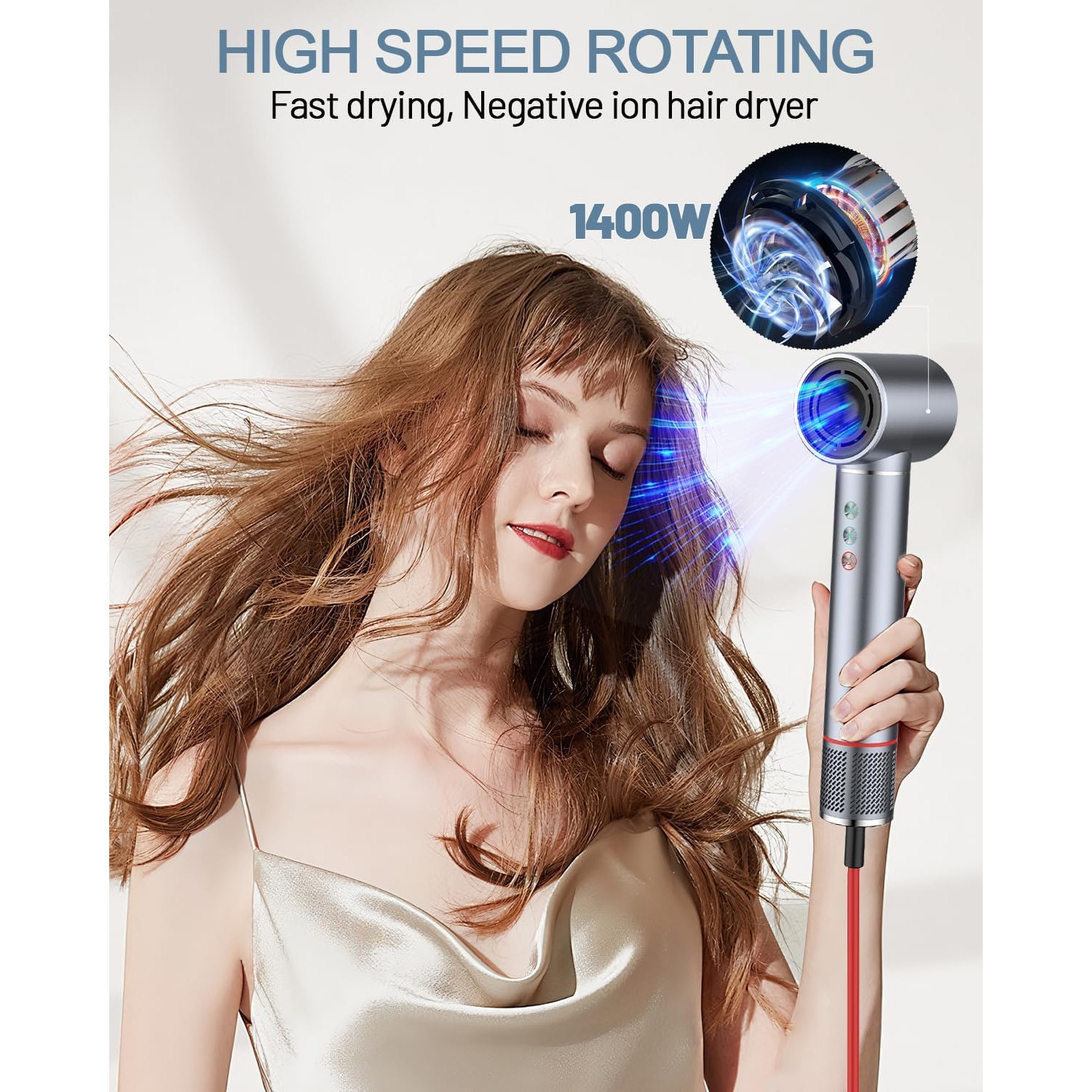 5 in 1 High Speed ​​Hot Air Styler - 13000 RPM Hair Dryer Air Styling System, Hot Air Brush, Wrap Air Curling Wand Round Brush Straightening Comb