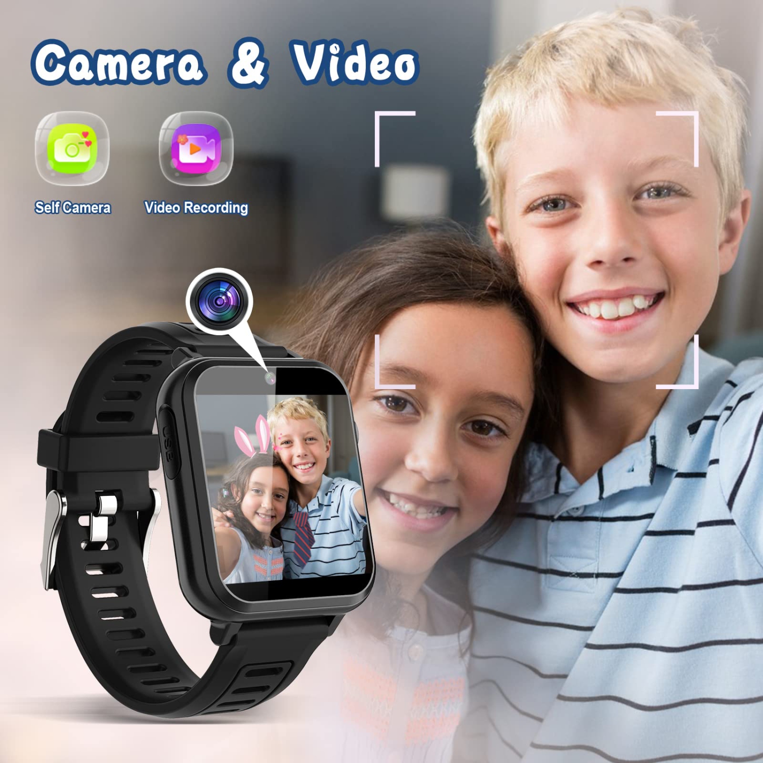 Montre intelligente pour garçons 6-12 avec podomètre Audio Book Camera Music Player Birthday