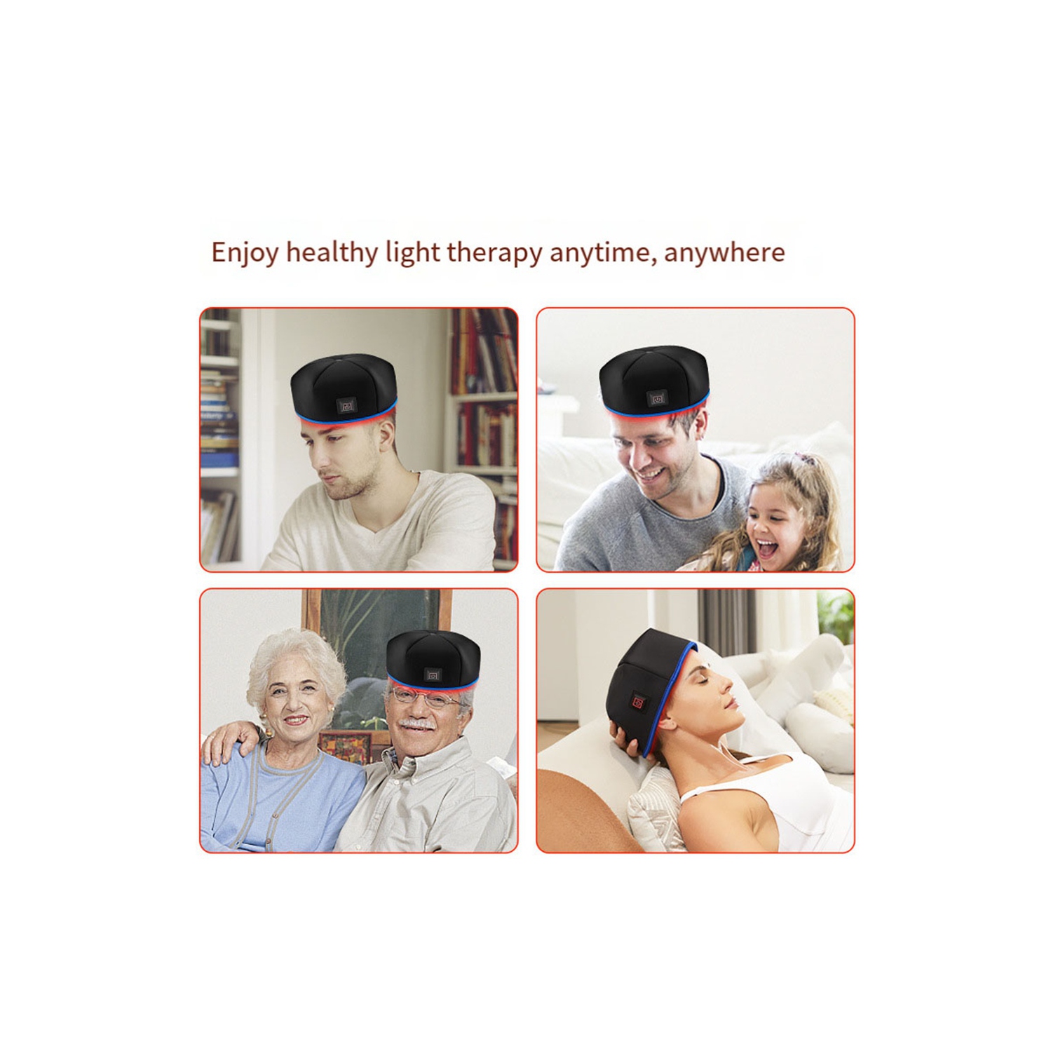 Unisex Red Light Therapy Cap Dual Wavelength Light Therapy Cap Improves Scalp Health, Reduces Dandruff, Improves Gloss, Hair Regrowth Device - Red