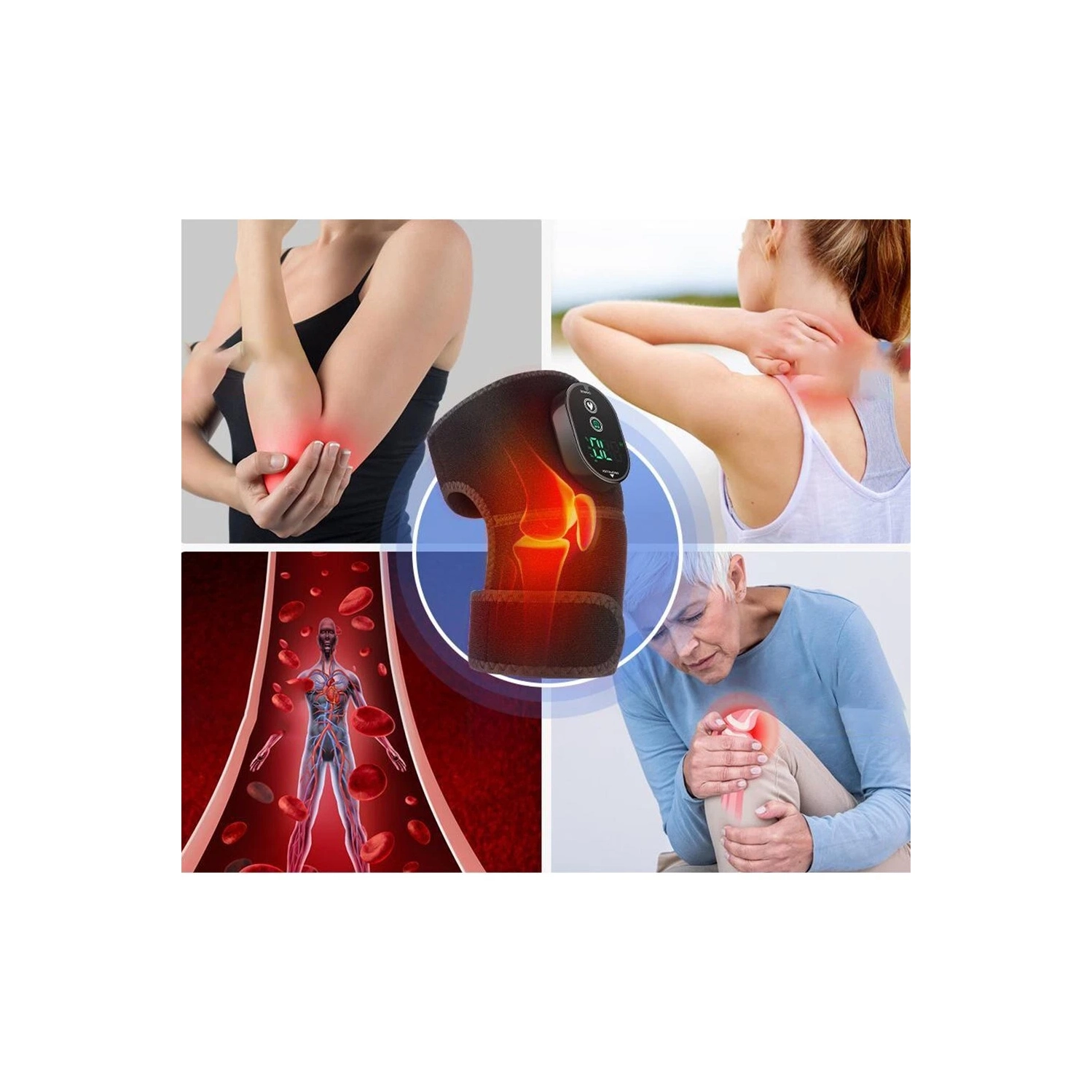 Red Light Therapy and Heating Knee Brace with Wireless Charging Controller. Red light therapy heating device for knee/elbow/shoulder pain relief.