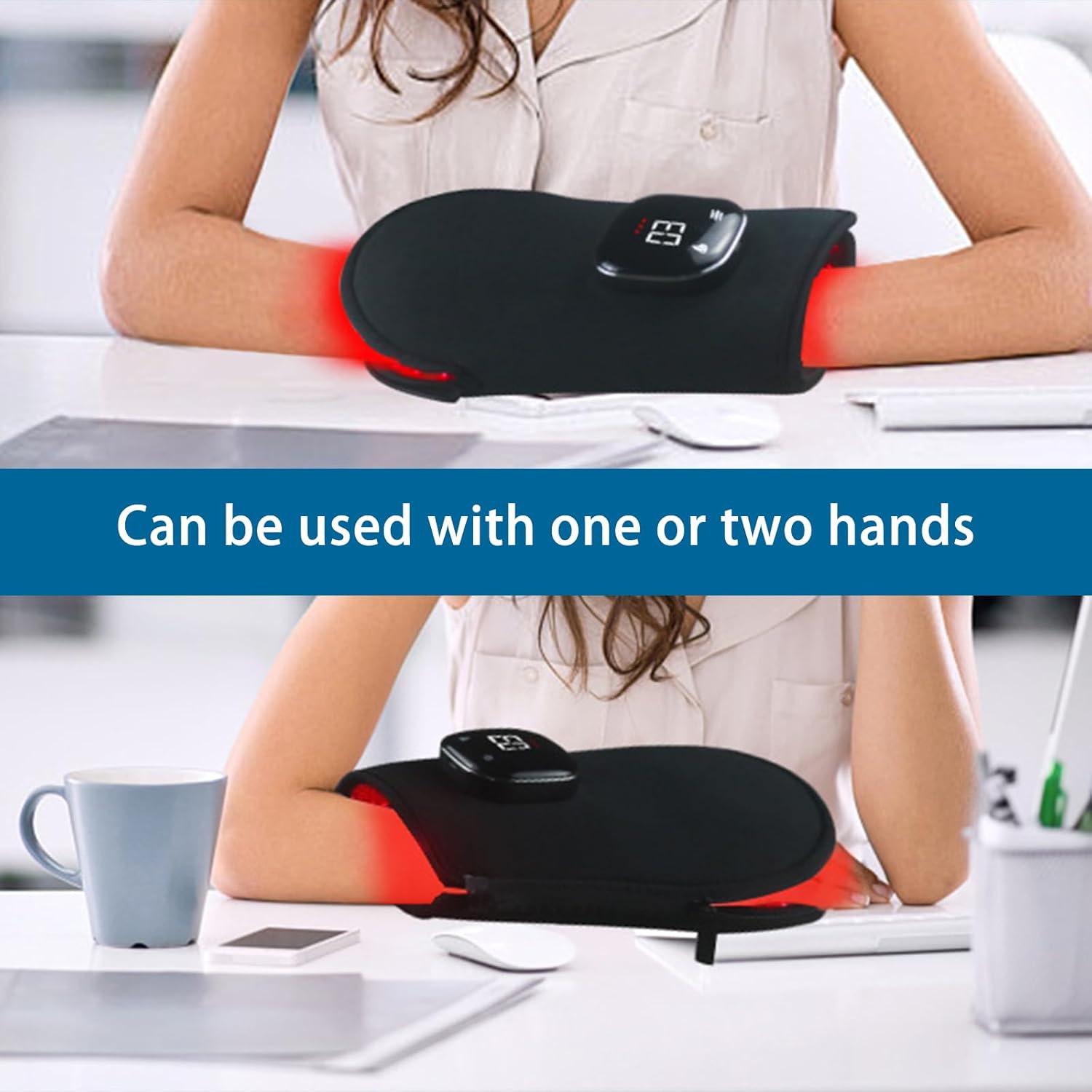Red Light Therapy Gloves - Rechargeable LED Near Infrared Light Therapy Gloves for Hand Stiffness - Home Red Light Therapy
