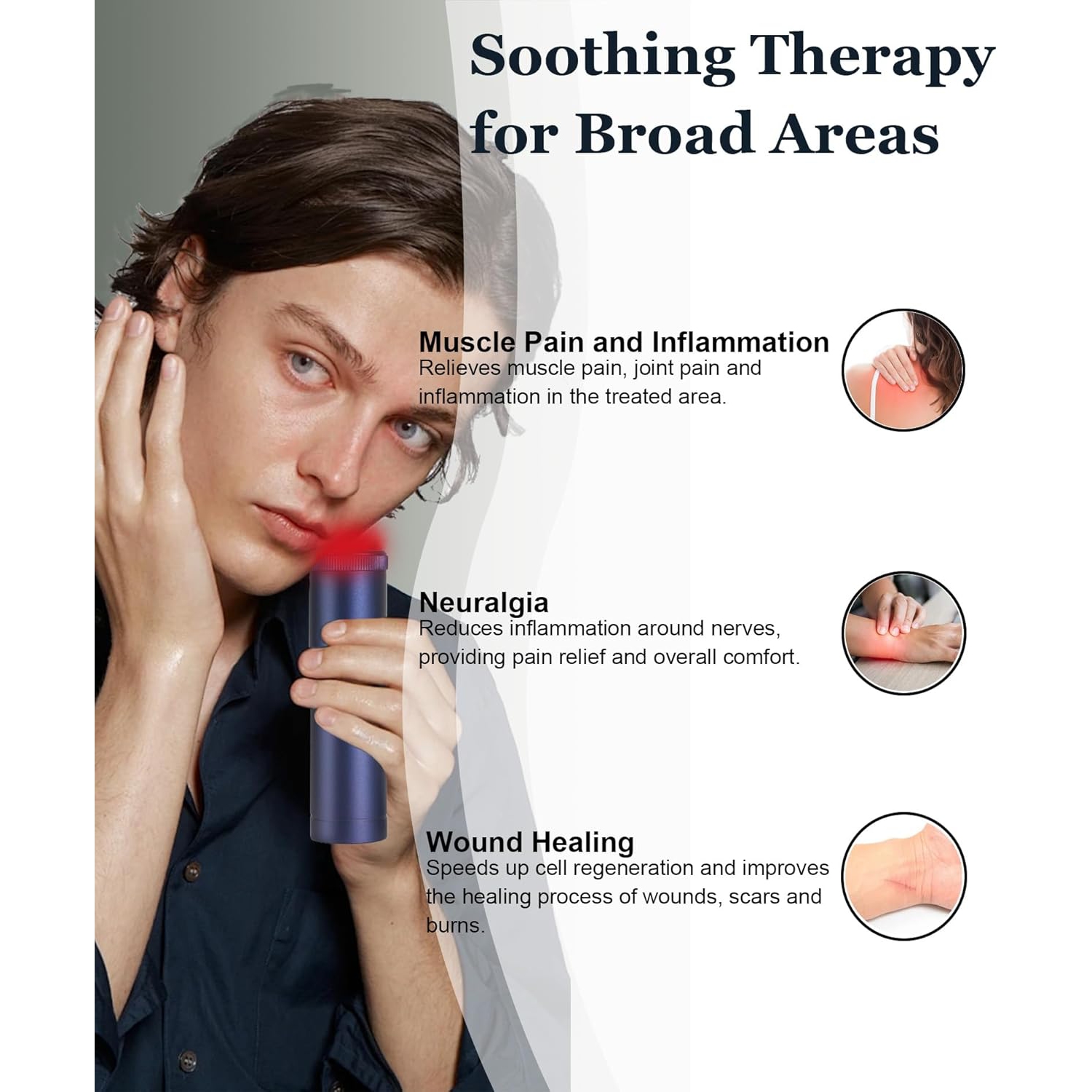 Appareil de thérapie à la lumière rouge | Sonde infrarouge amovible | Soulage la douleur dans les lèvres, la bouche, le nez, les oreilles, les