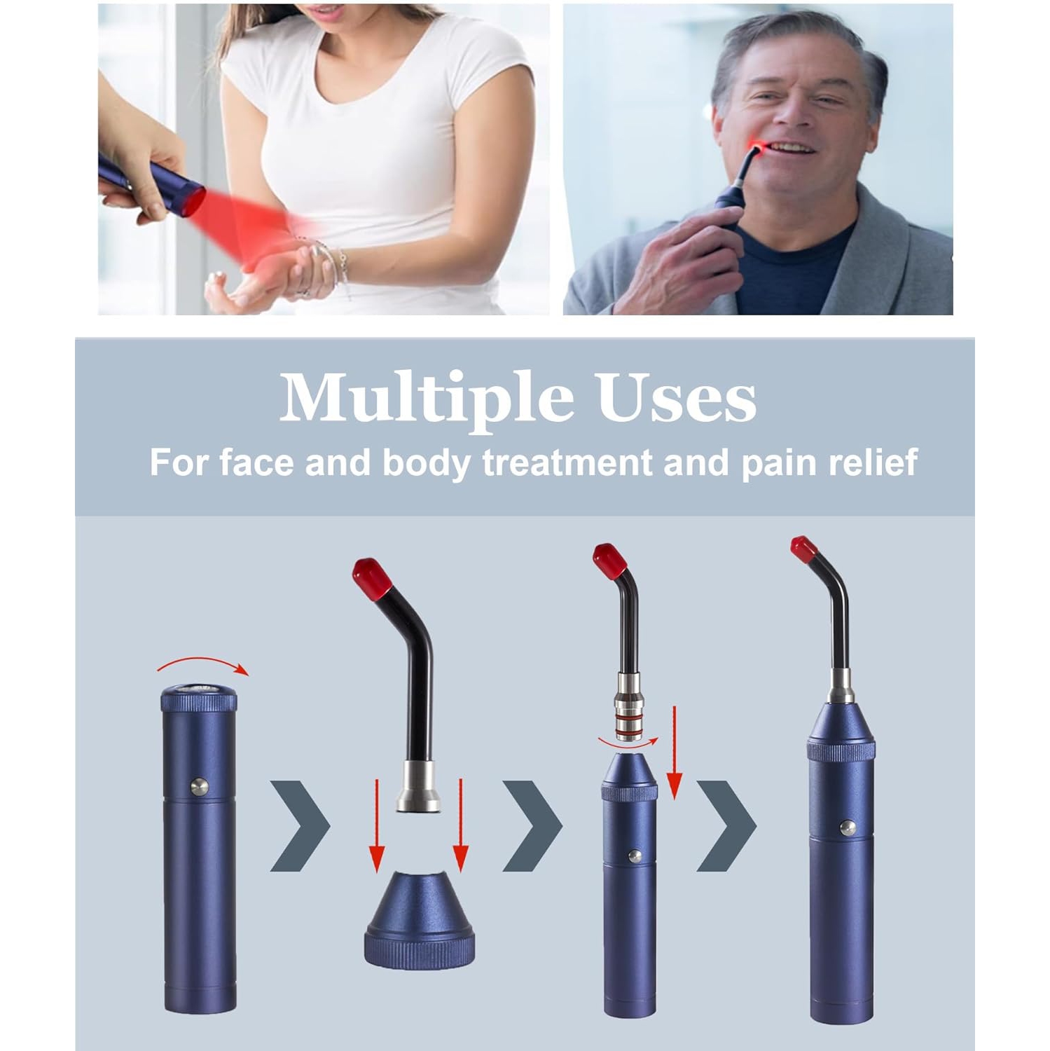 Appareil de thérapie à la lumière rouge | Sonde infrarouge amovible | Soulage la douleur dans les lèvres, la bouche, le nez, les oreilles, les