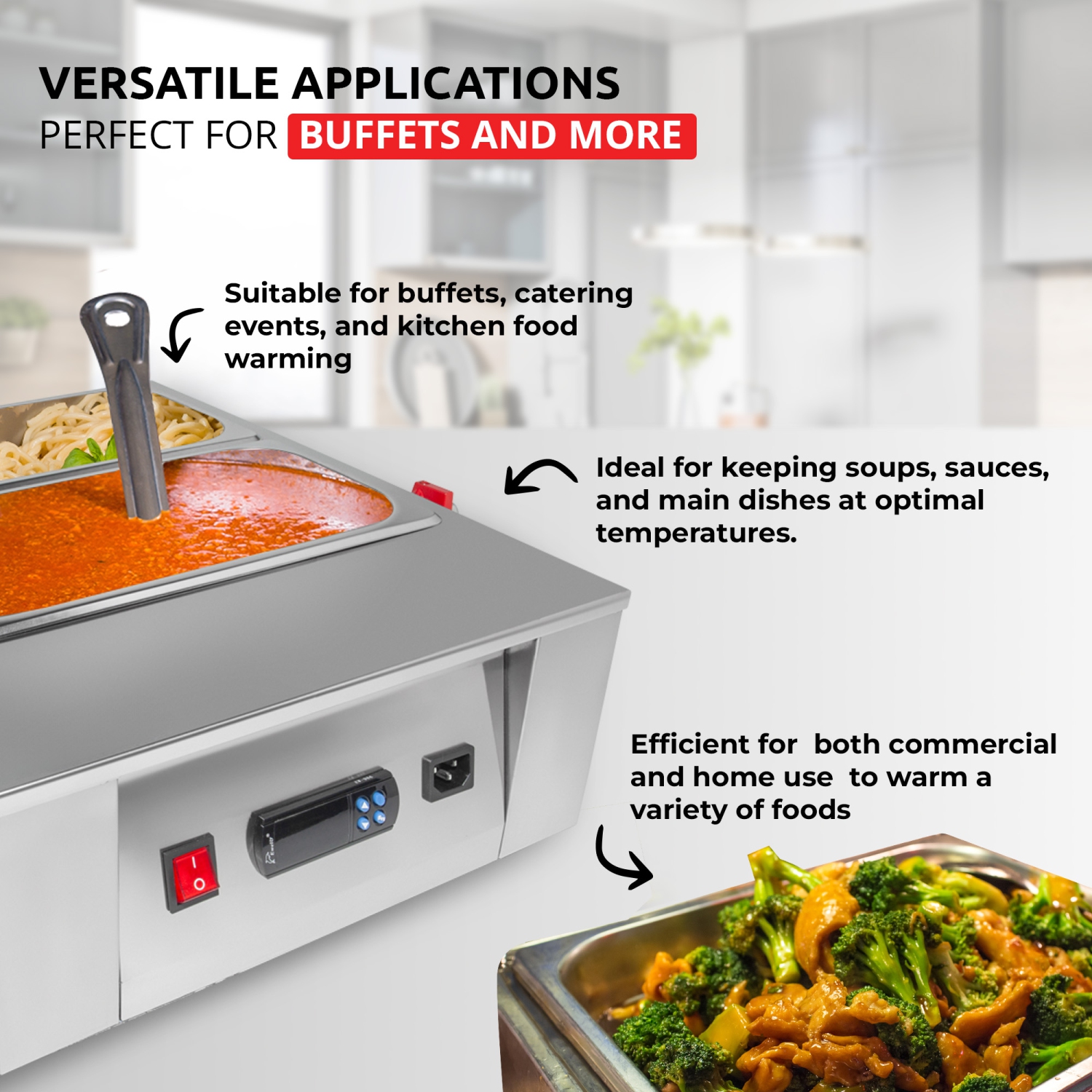 AP-330W Digital Food Warmer | Electric Buffet Station | Commercial Stainless Steel Steam Table | 4 Pots 22 lb | 110V