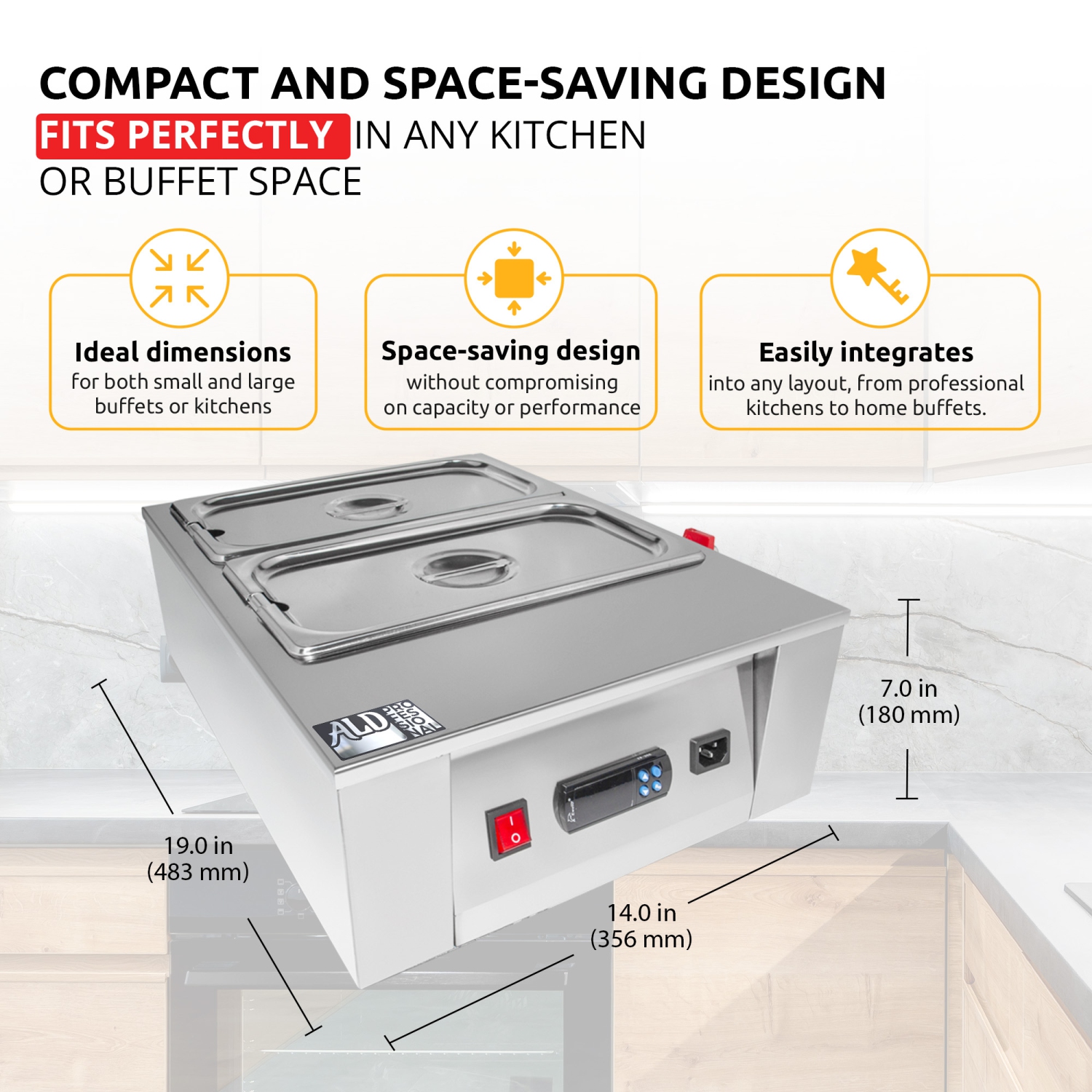 AP-330W Digital Food Warmer | Electric Buffet Station | Commercial Stainless Steel Steam Table | 4 Pots 22 lb | 110V