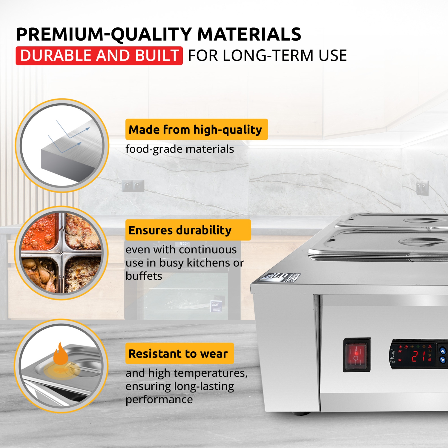 AP-330W Digital Food Warmer | Electric Buffet Station | Commercial Stainless Steel Steam Table | 4 Pots 22 lb | 110V