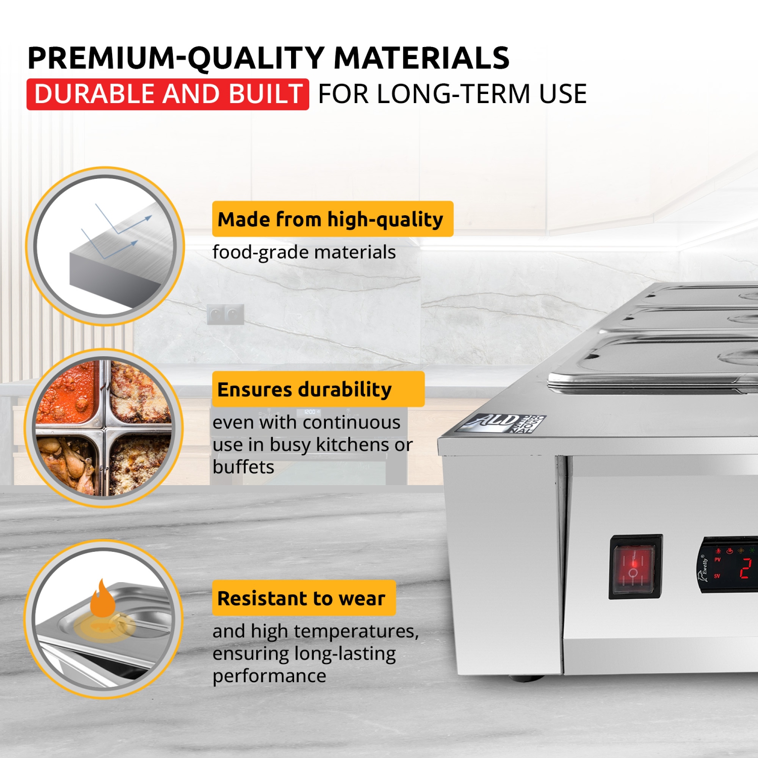 AP-331W Chocolate Melter | DIGITAL Electric Chocolate Warmer | Commercial Stainless Steel Fondue Pot | 5 Pots 29.7 lb | 110V