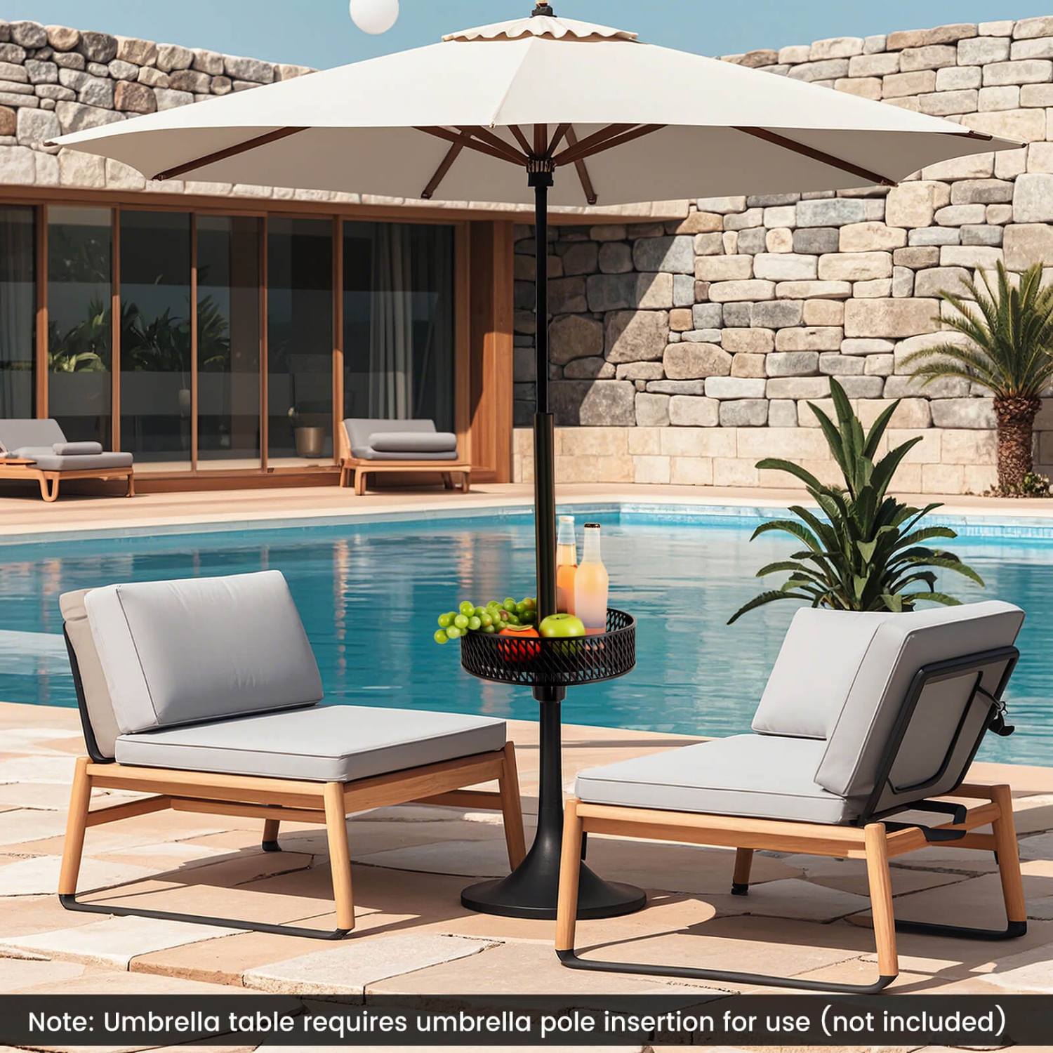 Plateau de table pour parasol de patio avec rangement de Costway pour poteaux de parasol de 1,5, 1,34 et 1,26&nbsp;po