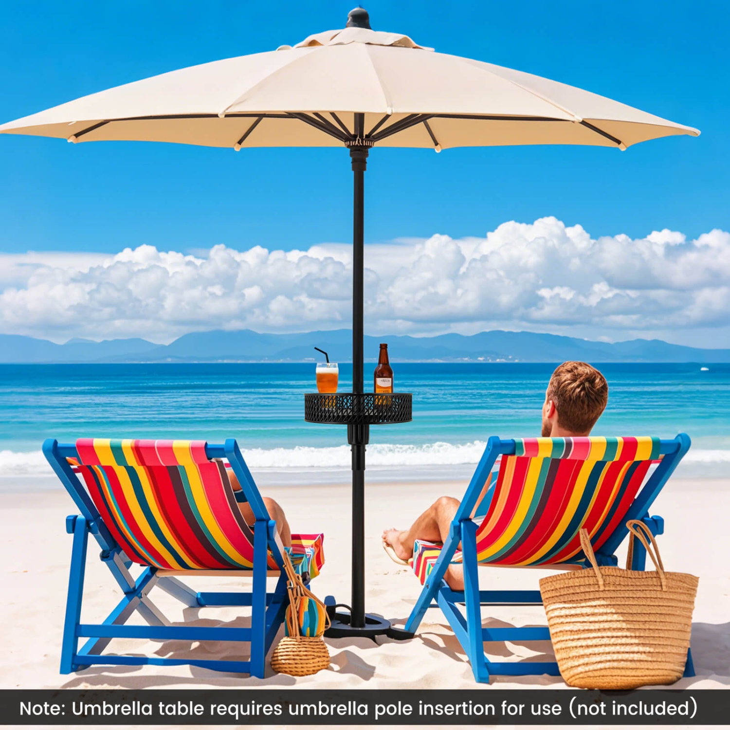 Plateau de table pour parasol de patio avec rangement de Costway pour poteaux de parasol de 1,5, 1,34 et 1,26&nbsp;po