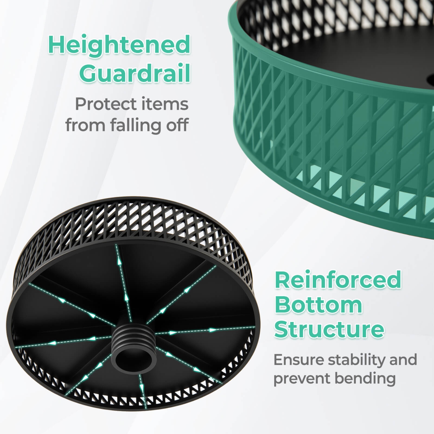 Plateau de table pour parasol de patio avec rangement de Costway pour poteaux de parasol de 1,5, 1,34 et 1,26&nbsp;po