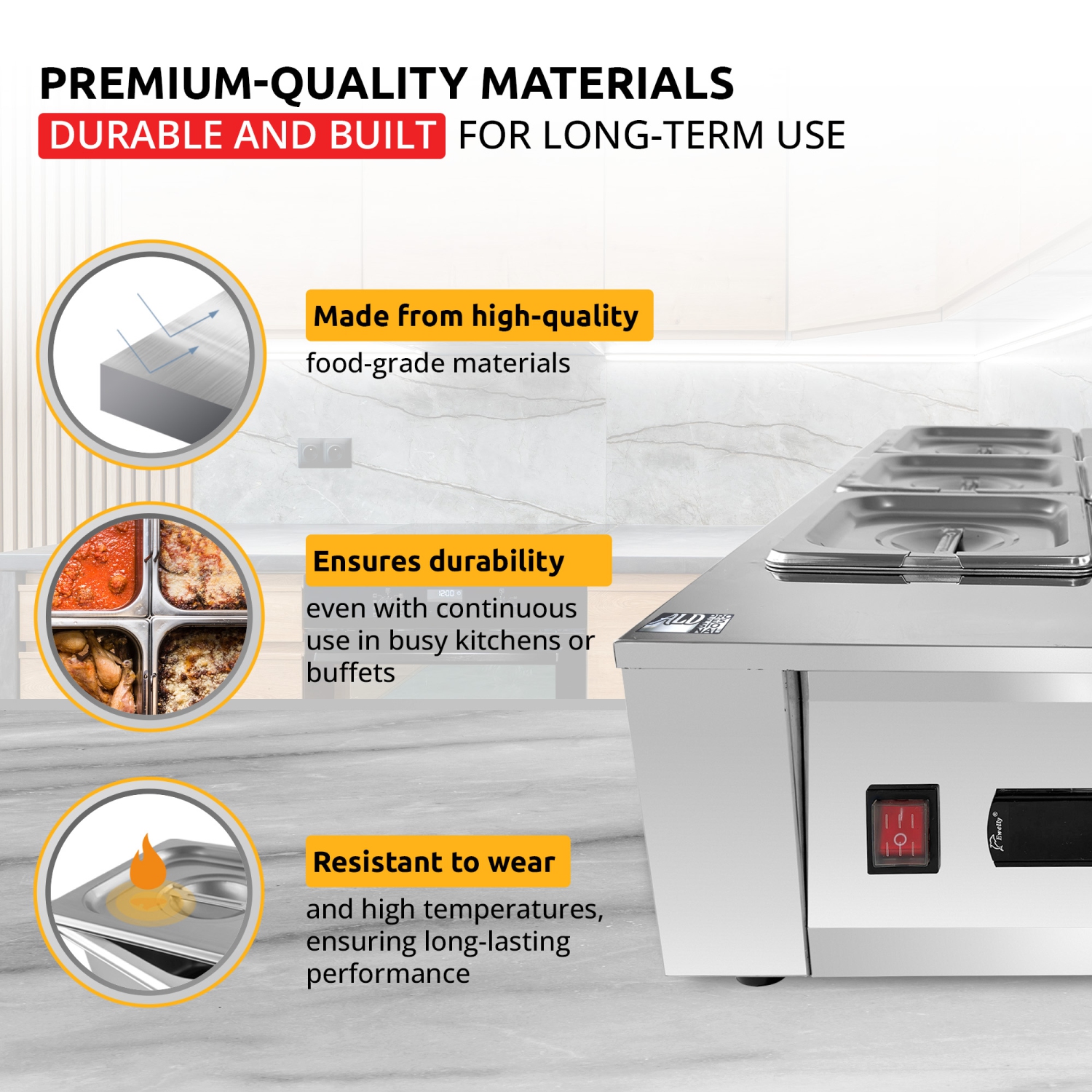 AP-333W Digital Food Warmer | Electric Buffet Station | Commercial Stainless Steel Steam Table | 8 Pots 28.6 lb | 110V