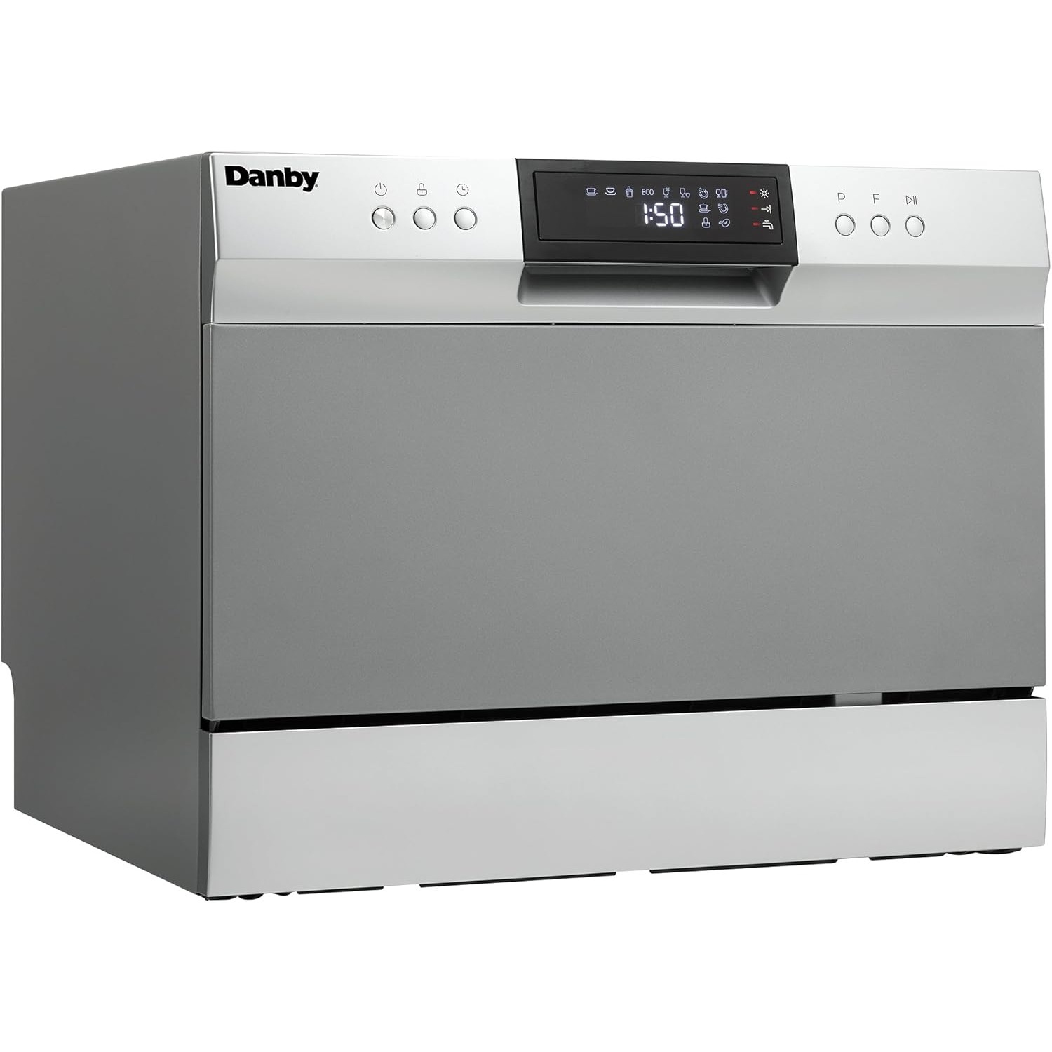Danby DDW631SDB Portable Countertop Dishwasher with 6 Place Settings, Silverware Basket, LED Display, Energy Star, Silver