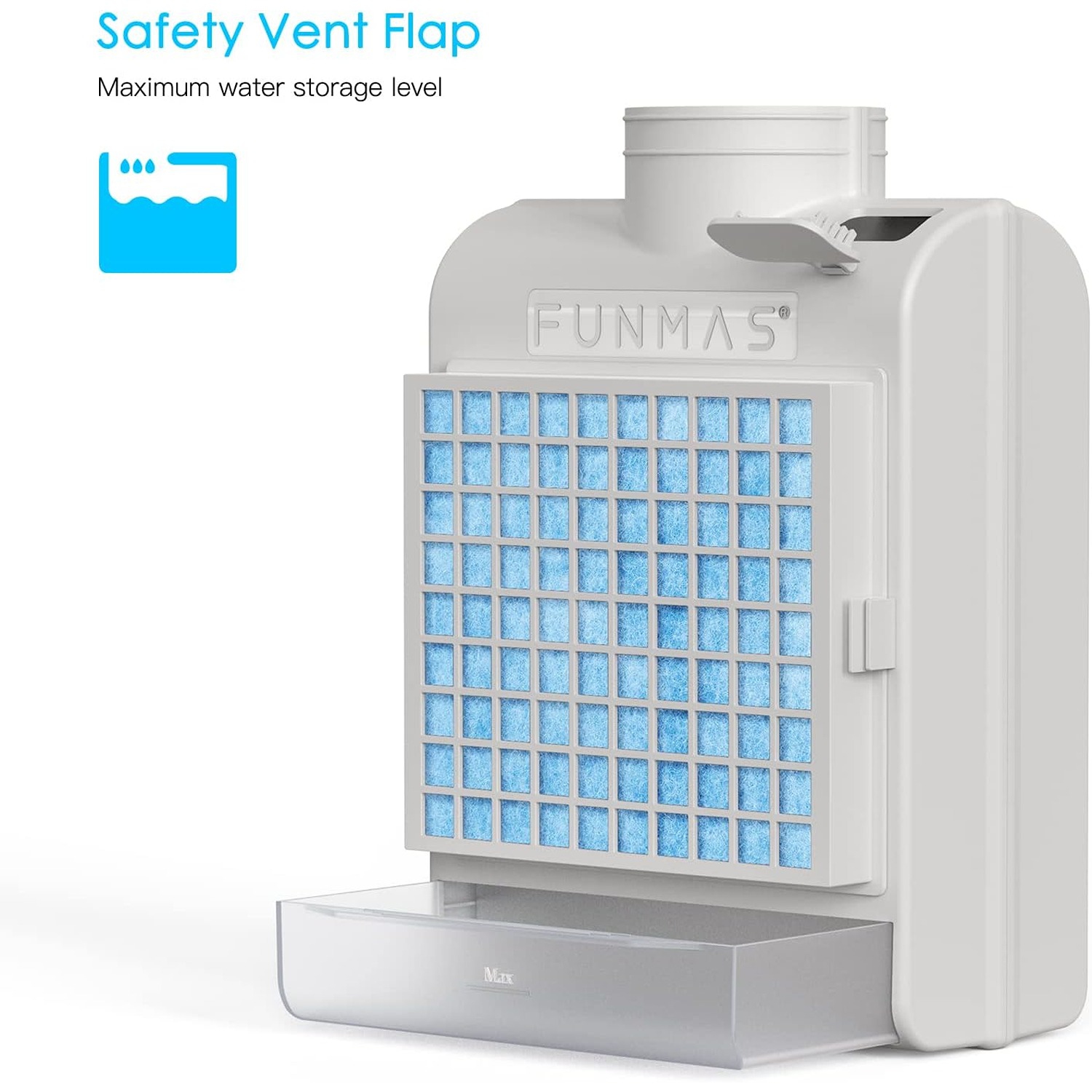 FUNMAS 3-in-1 Indoor Dryer Vent, Stainless Steel Screen Filter, Polyester Filter and Water Drawer System, Upgrade Safety Vent Flap, with 4 Pieces