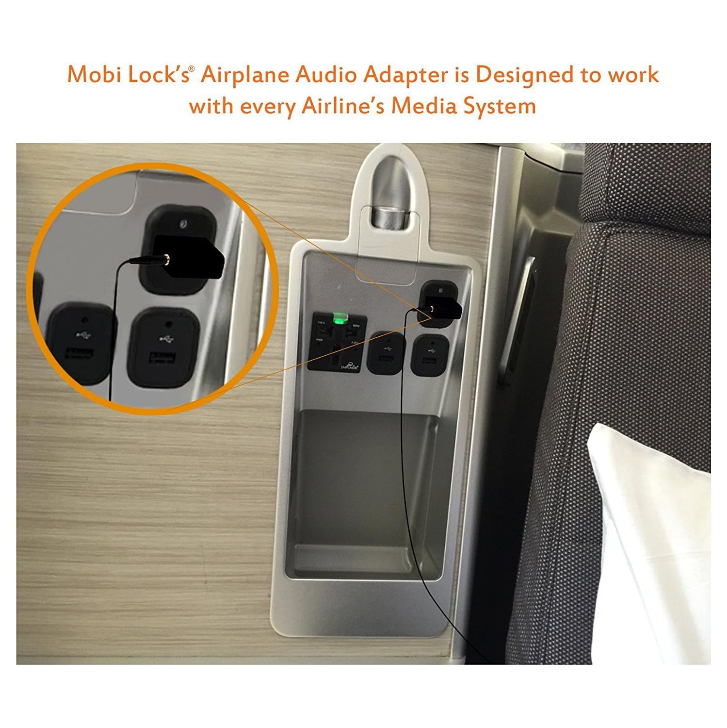 Gold Plated Airplane Flight Headphone Adapters | Allows You to use Your Earphones with All in-Flight Media Systems