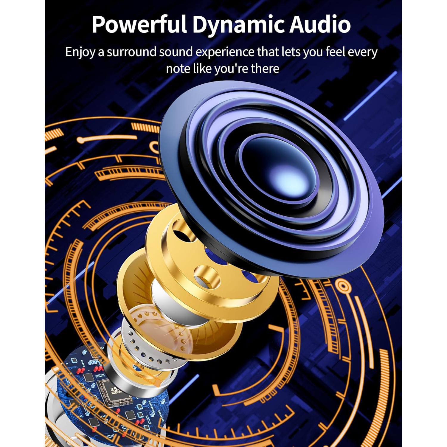 Écouteurs Bluetooth Écouteurs boutons sans fil 80 heures Playtime Étui de chargement sans fil Écran numérique Écouteurs boutons sport avec crochet