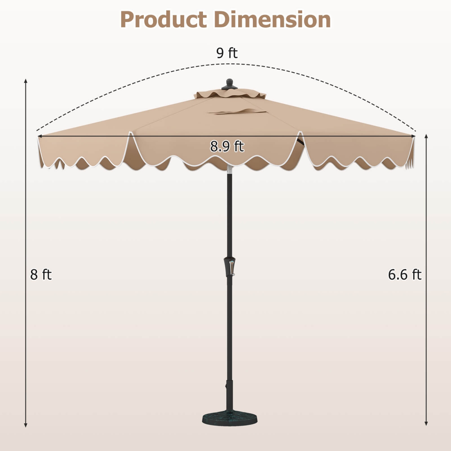 Costway 9 FT Patio Umbrella 2-Tier Market Table Umbrella with Sun-Protective Canopy