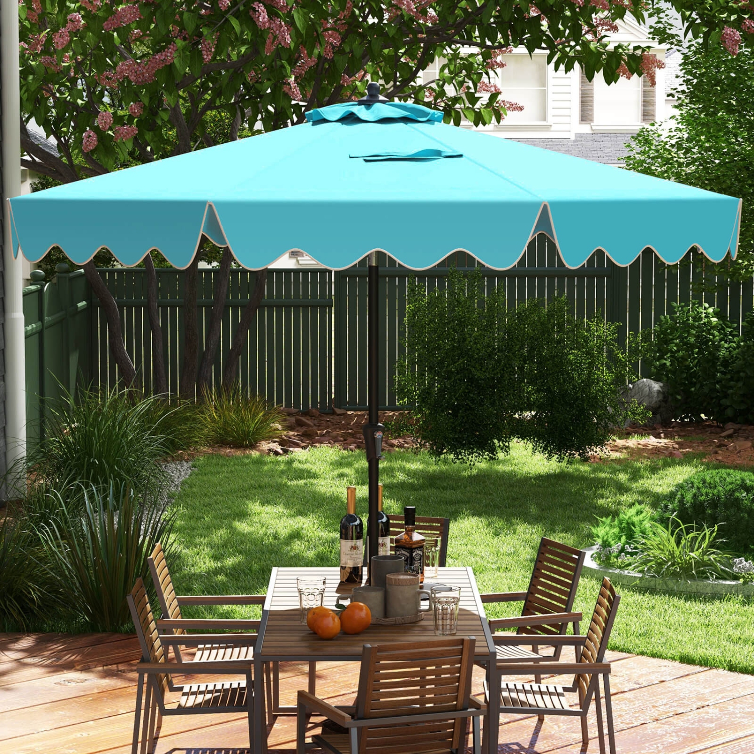 Costway 9 FT Patio Umbrella 2-Tier Market Table Umbrella with Sun-Protective Canopy