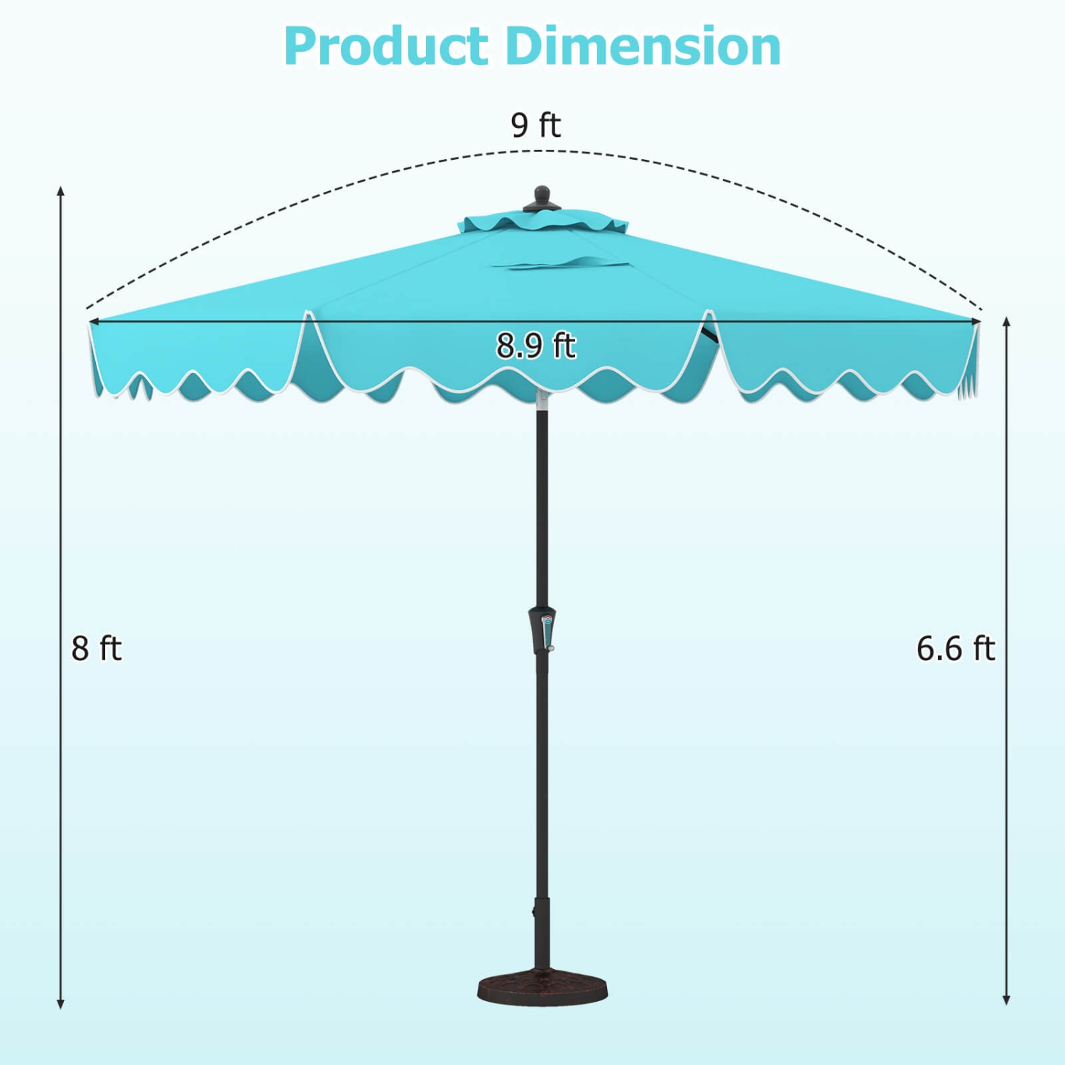 Costway 9 FT Patio Umbrella 2-Tier Market Table Umbrella with Sun-Protective Canopy