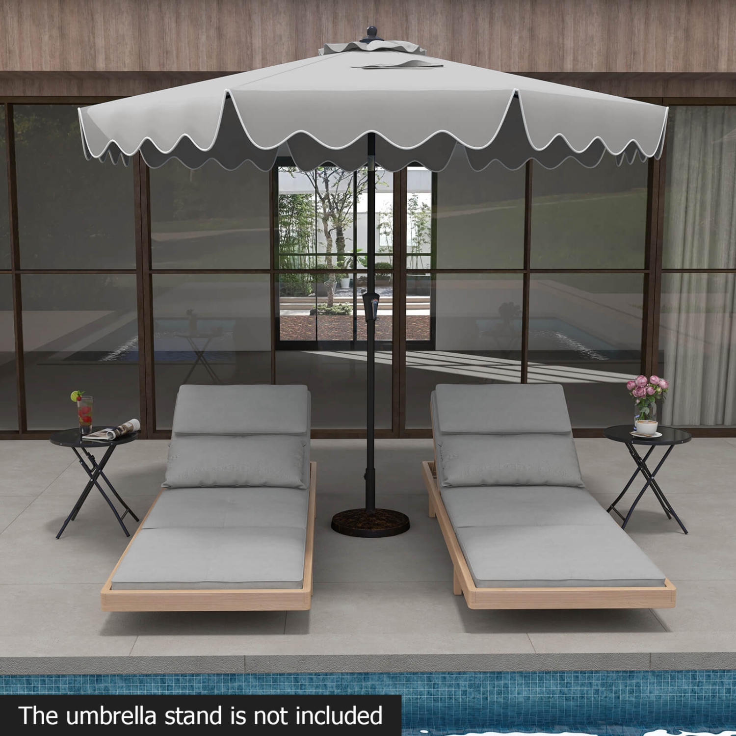 Costway 9 FT Patio Umbrella 2-Tier Market Table Umbrella with Sun-Protective Canopy