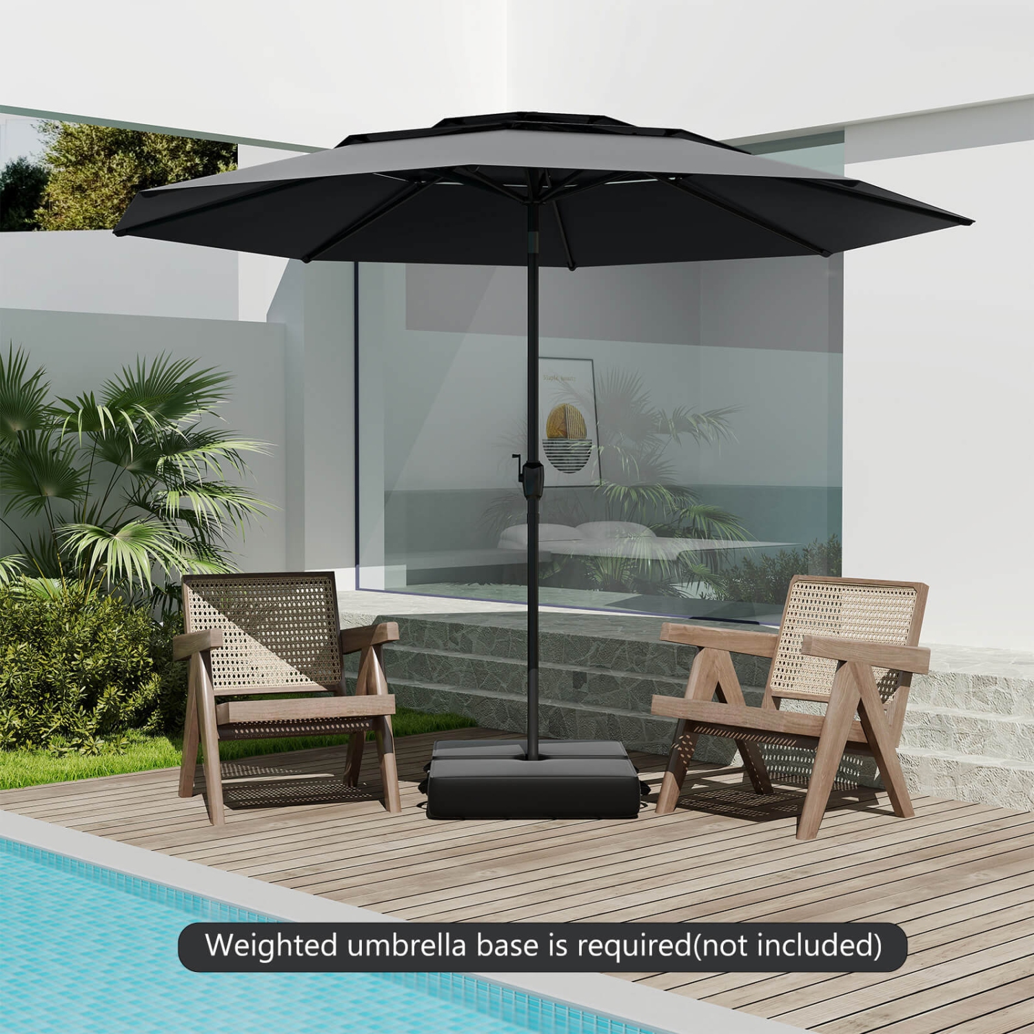 Costway 10 ft 3-tier Vented Patio Umbrella Large Market Table Umbrella Outdoor Sun Shade Brown/Turquoise/Navy/Beige/Gray/Red/Black
