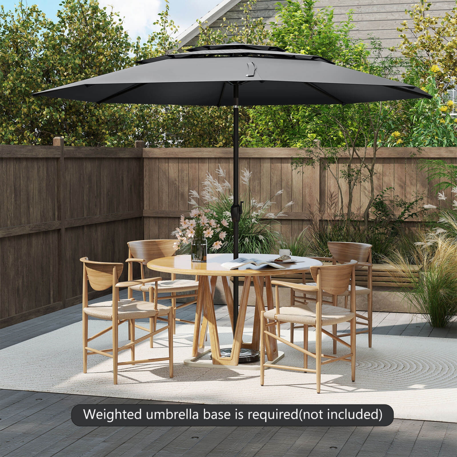 Costway 10 ft 3-tier Vented Patio Umbrella Large Market Table Umbrella Outdoor Sun Shade Brown/Turquoise/Navy/Beige/Gray/Red/Black