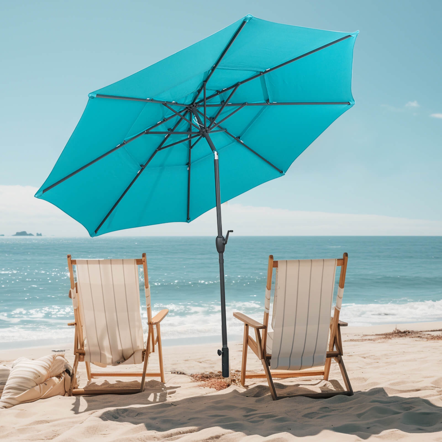 Costway 10 ft 3-tier Vented Patio Umbrella Large Market Table Umbrella Outdoor Sun Shade Brown/Turquoise/Navy/Beige/Gray/Red/Black