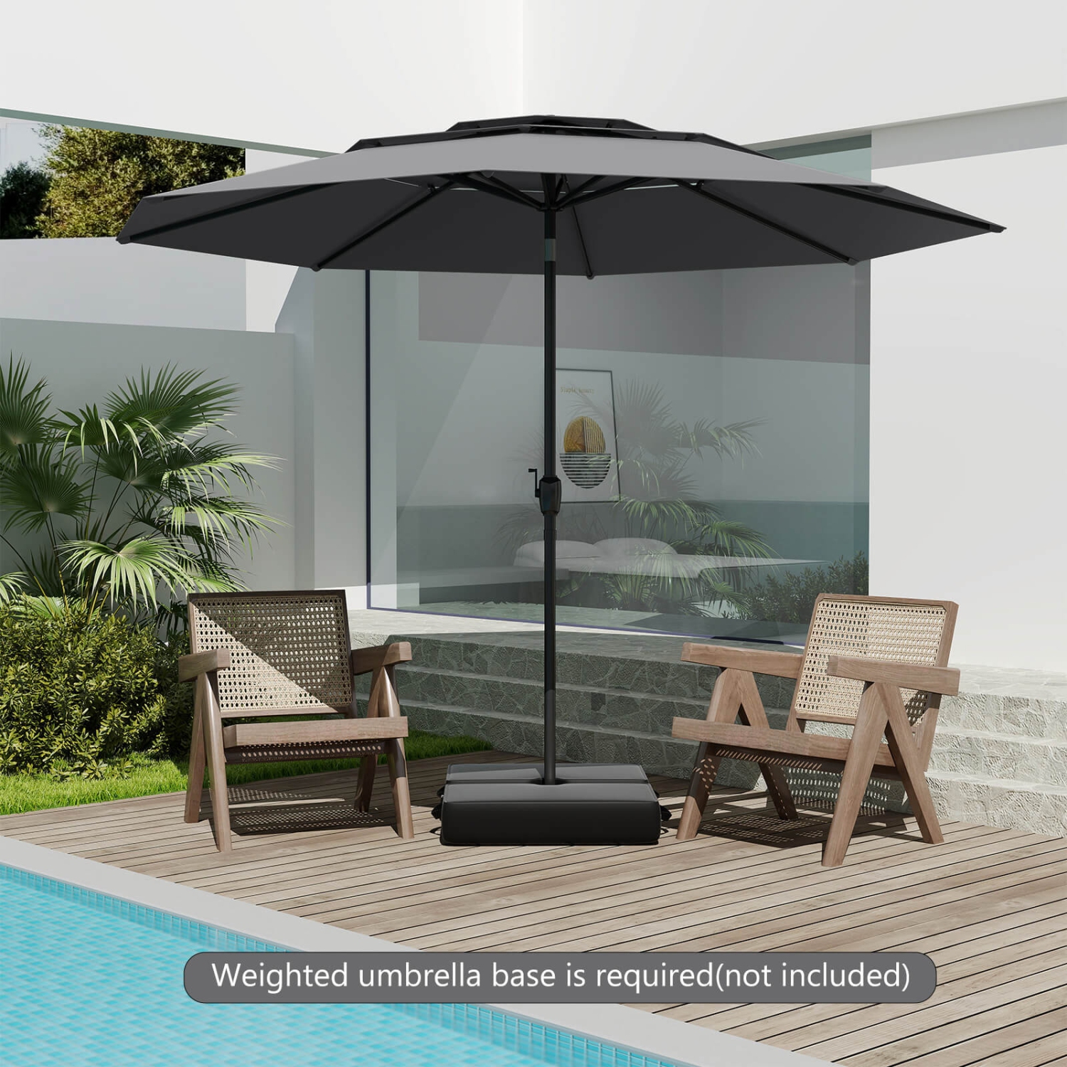 Costway 10 ft 3-tier Vented Patio Umbrella Large Market Table Umbrella Outdoor Sun Shade Brown/Turquoise/Navy/Beige/Gray/Red/Black