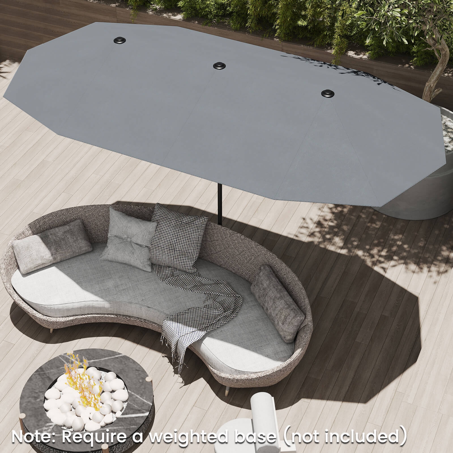 Grand parasol extérieur à table double face 13 pi de Costway pour jardin beige/brun/gris/bleu marine/orange/vin