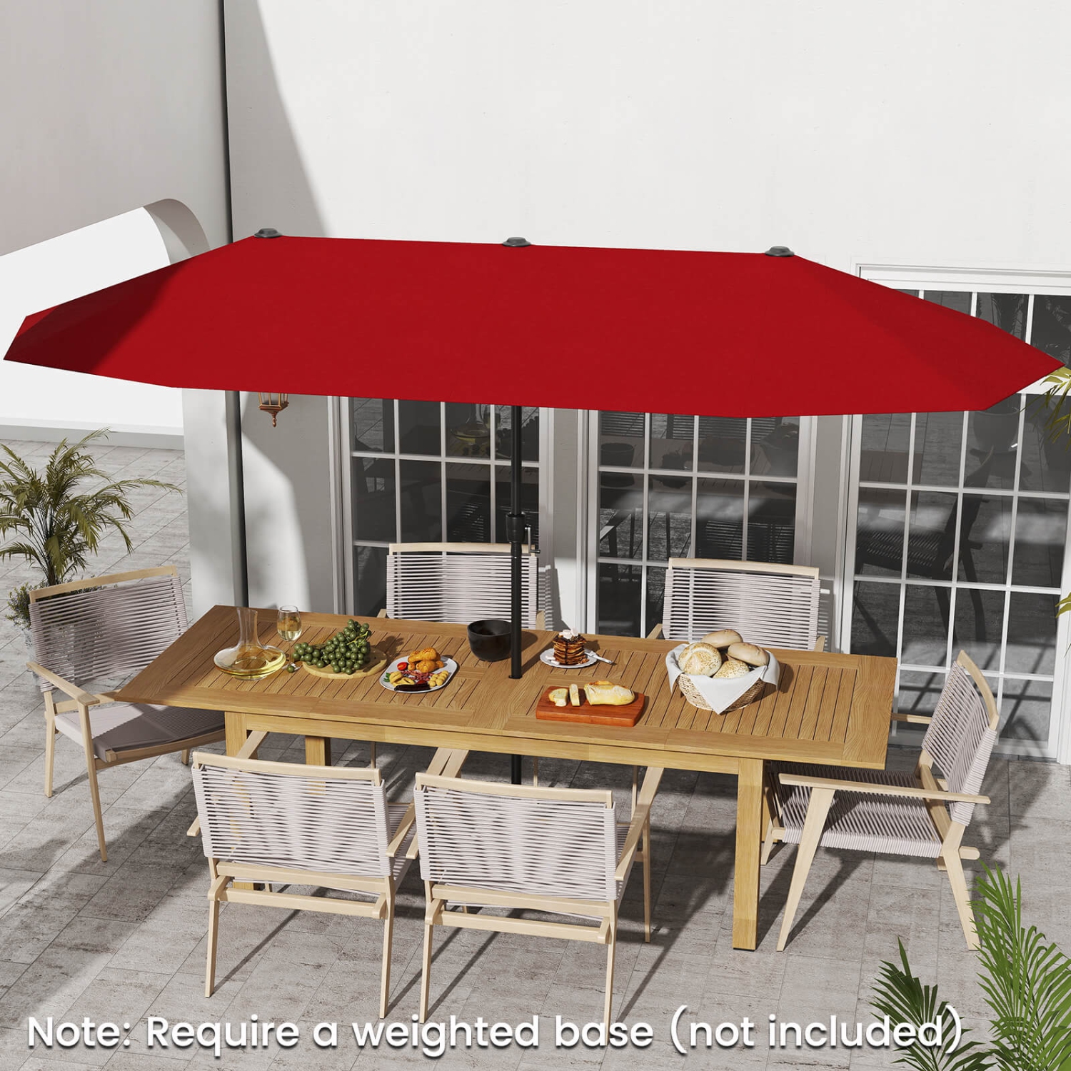 Grand parasol extérieur à table double face 13 pi de Costway pour jardin beige/brun/gris/bleu marine/orange/vin