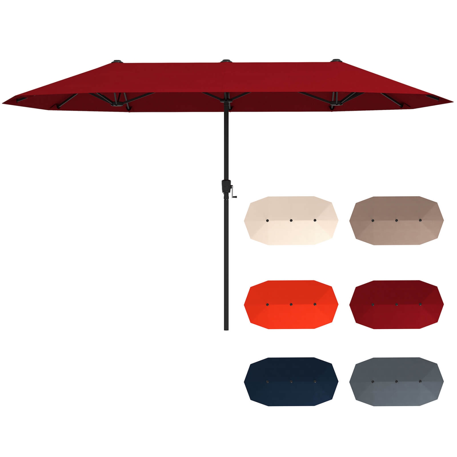 Grand parasol extérieur à table double face 13 pi de Costway pour jardin beige/brun/gris/bleu marine/orange/vin