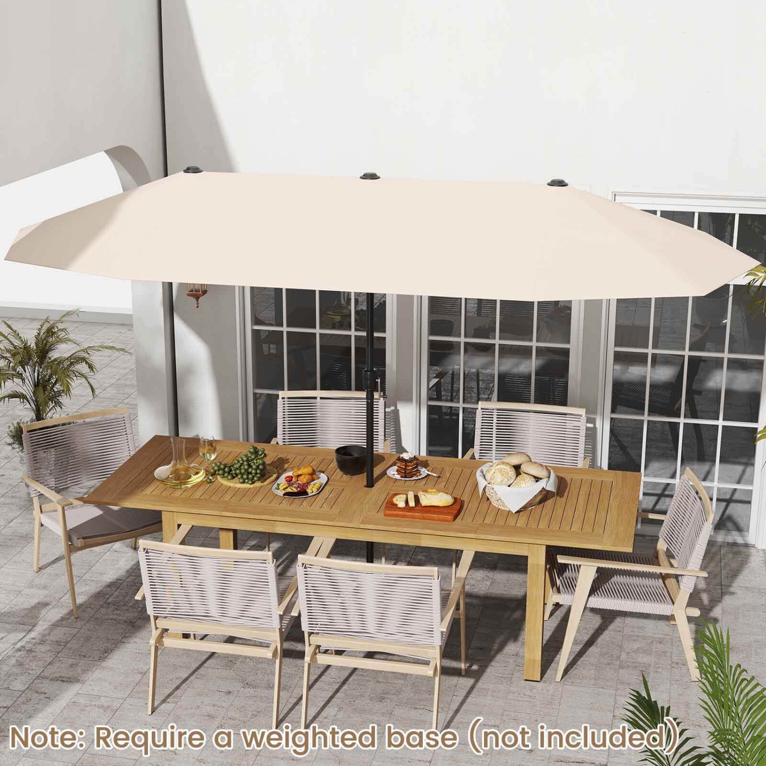 Costway 13 FT Large Patio Umbrella Outdoor Double-Sided Table Market Umbrella for Garden Beige/Brown/Gray/Navy/Orange/Wine
