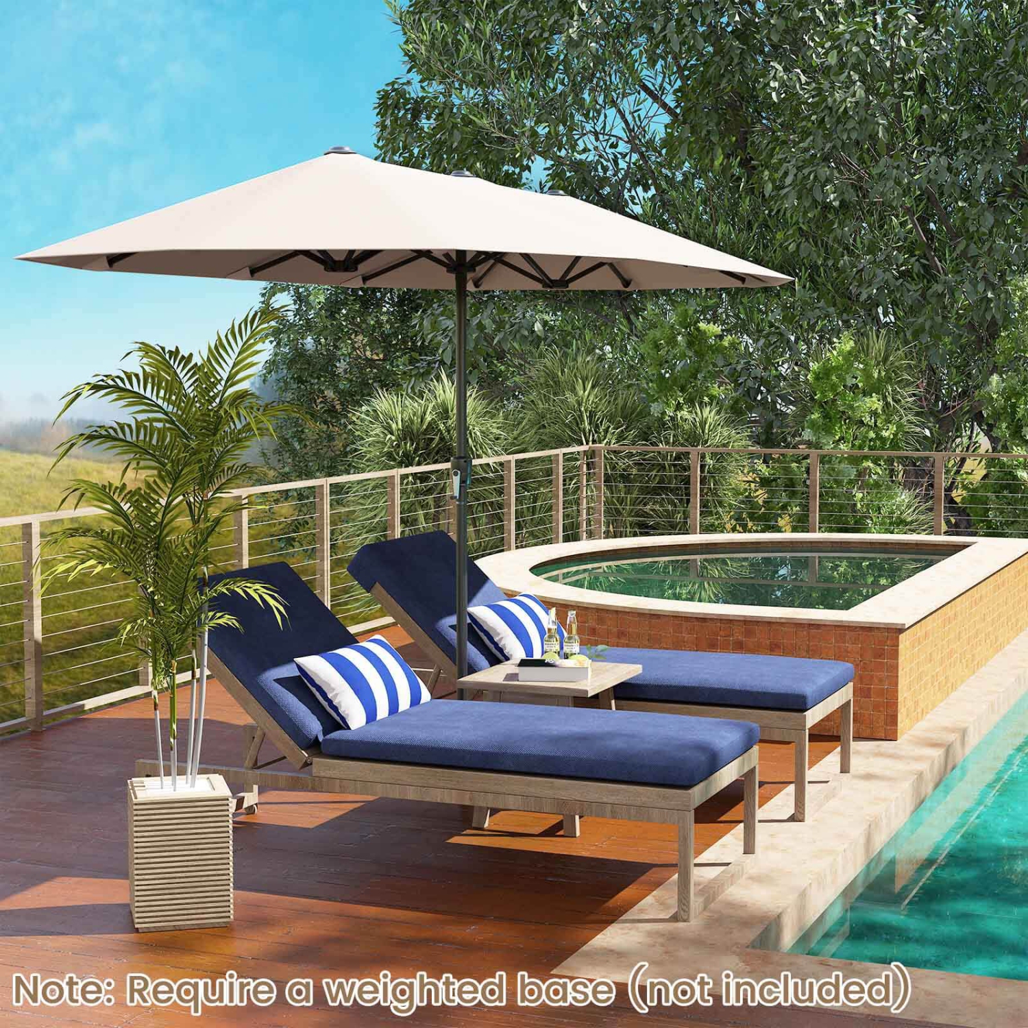 Costway 13 FT Large Patio Umbrella Outdoor Double-Sided Table Market Umbrella for Garden Beige/Brown/Gray/Navy/Orange/Wine