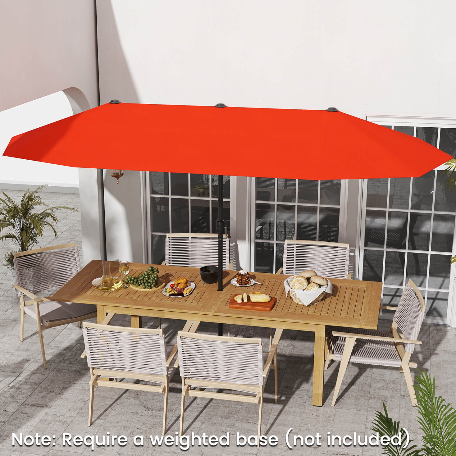 Costway 13 FT Large Patio Umbrella Outdoor Double-Sided Table Market Umbrella for Garden Beige/Brown/Gray/Navy/Orange/Wine