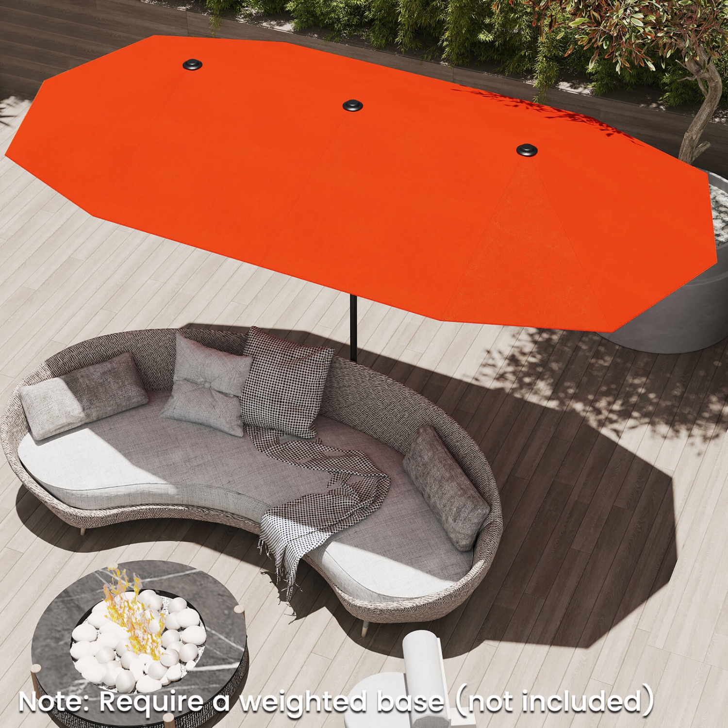 Costway 13 FT Large Patio Umbrella Outdoor Double-Sided Table Market Umbrella for Garden Beige/Brown/Gray/Navy/Orange/Wine